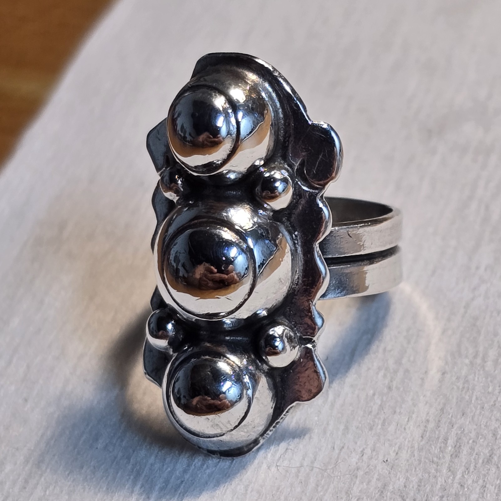 Taxco Mexico .980 Sterling Silver Triple Dome Modernist Ring Sz 5 Ring