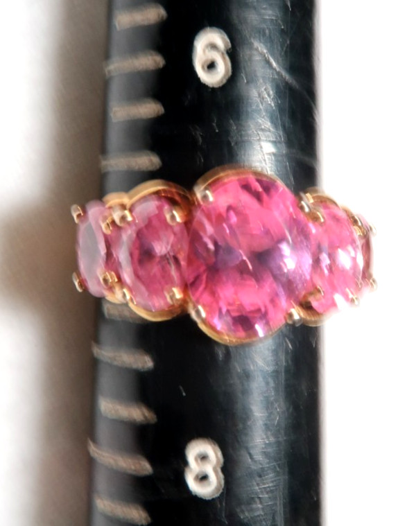 VINTAGE STUNNING STERLING SILVER PINK CZ RING ~ SIZE 7