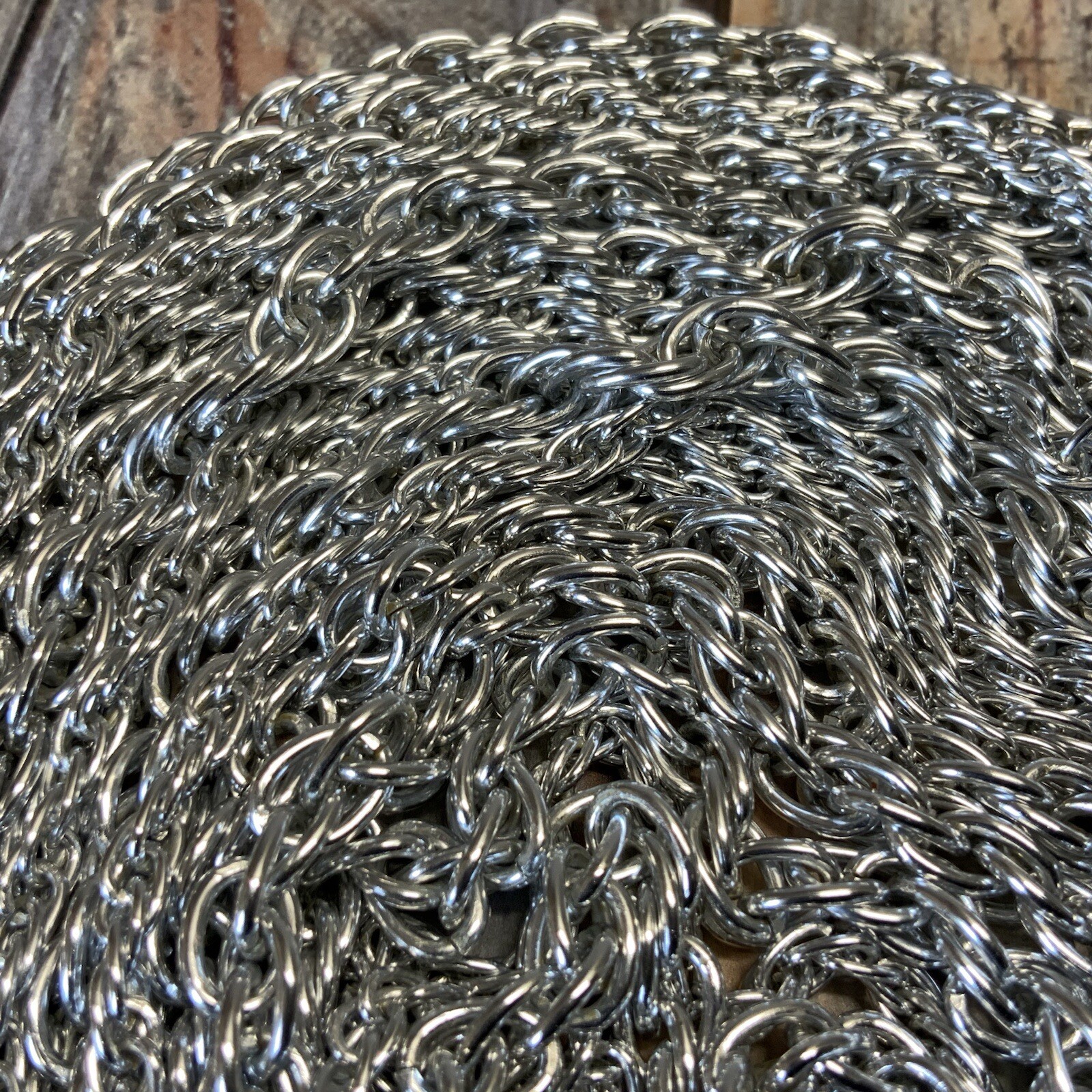 Vintage 1960s light weight aluminum multistrand silver tone chain necklace