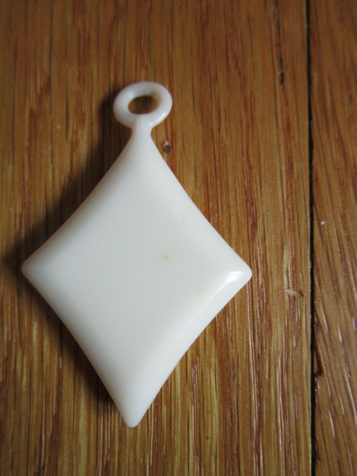 Vintage Plastic Pendant ONLY White/Cream Diamond-shape NO Chain Retro FREE SHIP