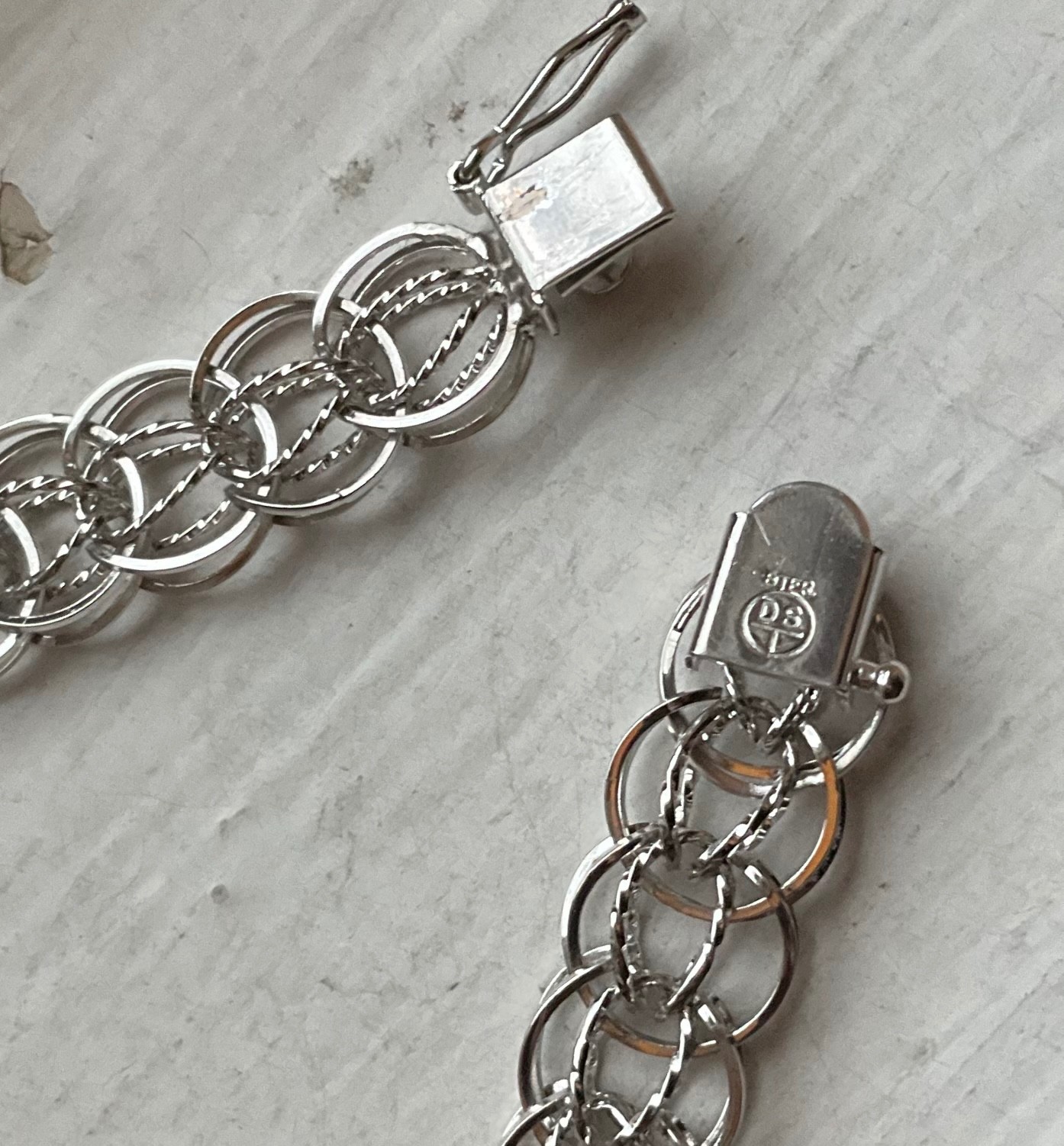 Vintage DYNASTY USA SILVER Starter CHARM BRACELET Estate 7 1/2” Wearable