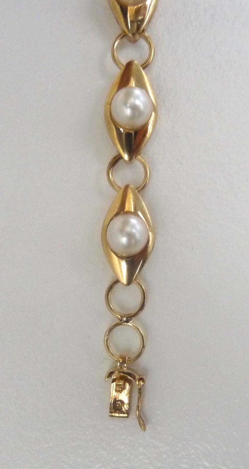 BEAUTIFUL MIKIMOTO LIKE QUALITY 14K 585 CULTURED AKOYA PEARL LINK BRACELET!