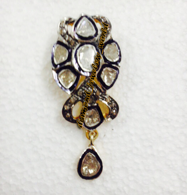 Vintage 0.85ctw Genuine Old Mine Rose Antique Cut Diamond Silver Pendant Jewelry