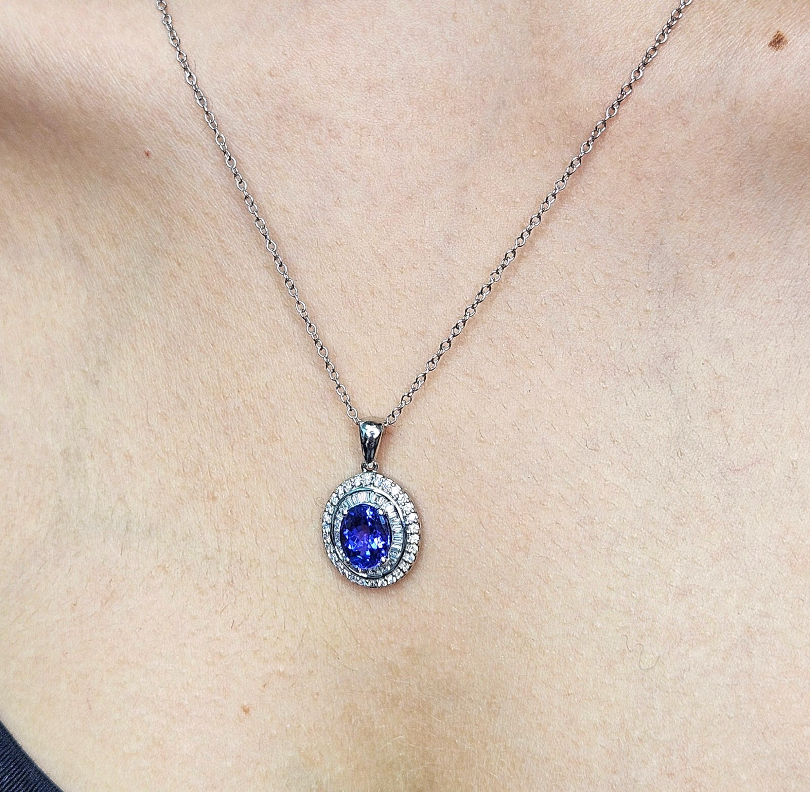 Rhapsody AAAA OVAL Tanzanite E-F VS Baguettes Diamonds 3.45ctw Platinum Pendant