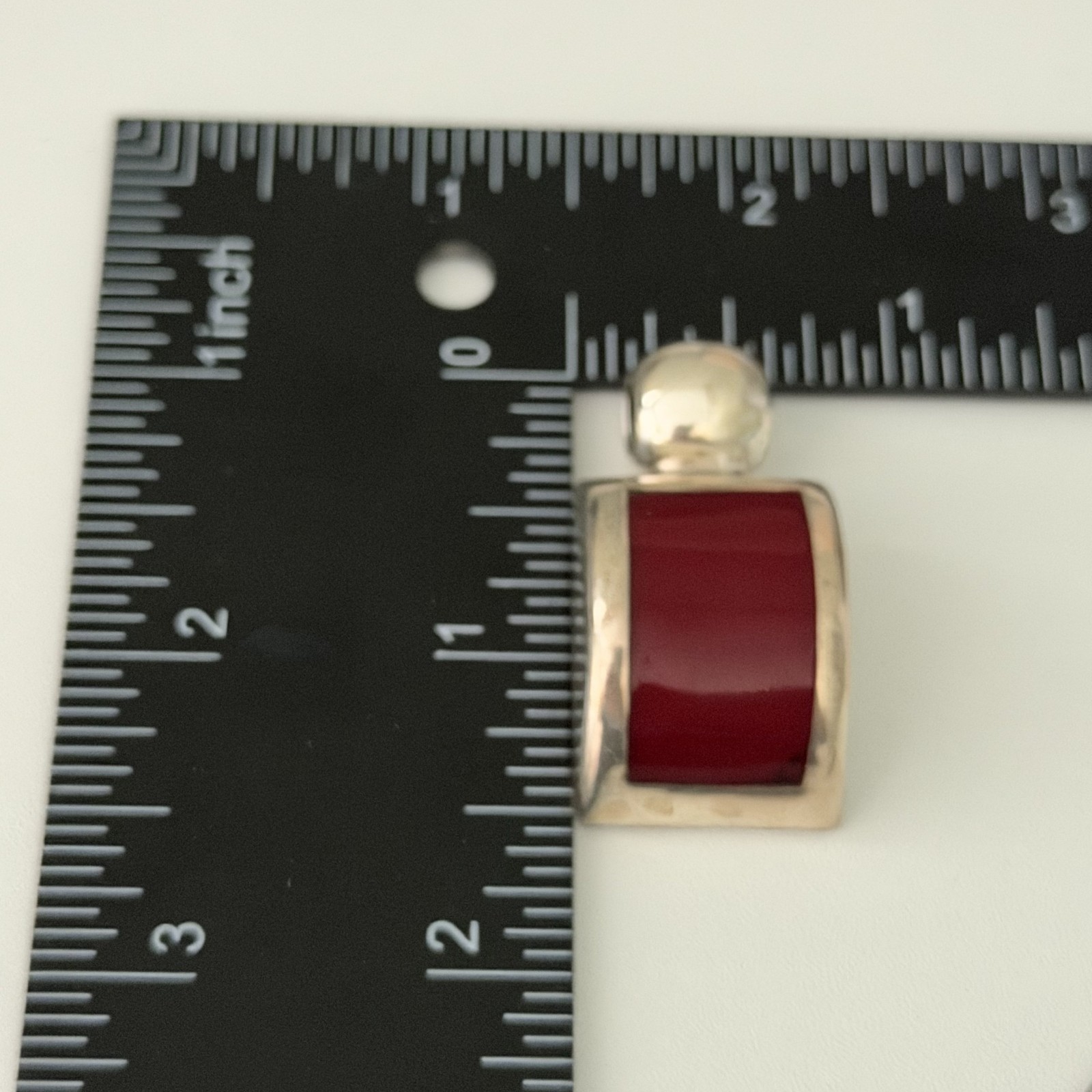Vintage ATI Mexico 925 Sterling Silver Red Jasper Chunky Modernist Pendant