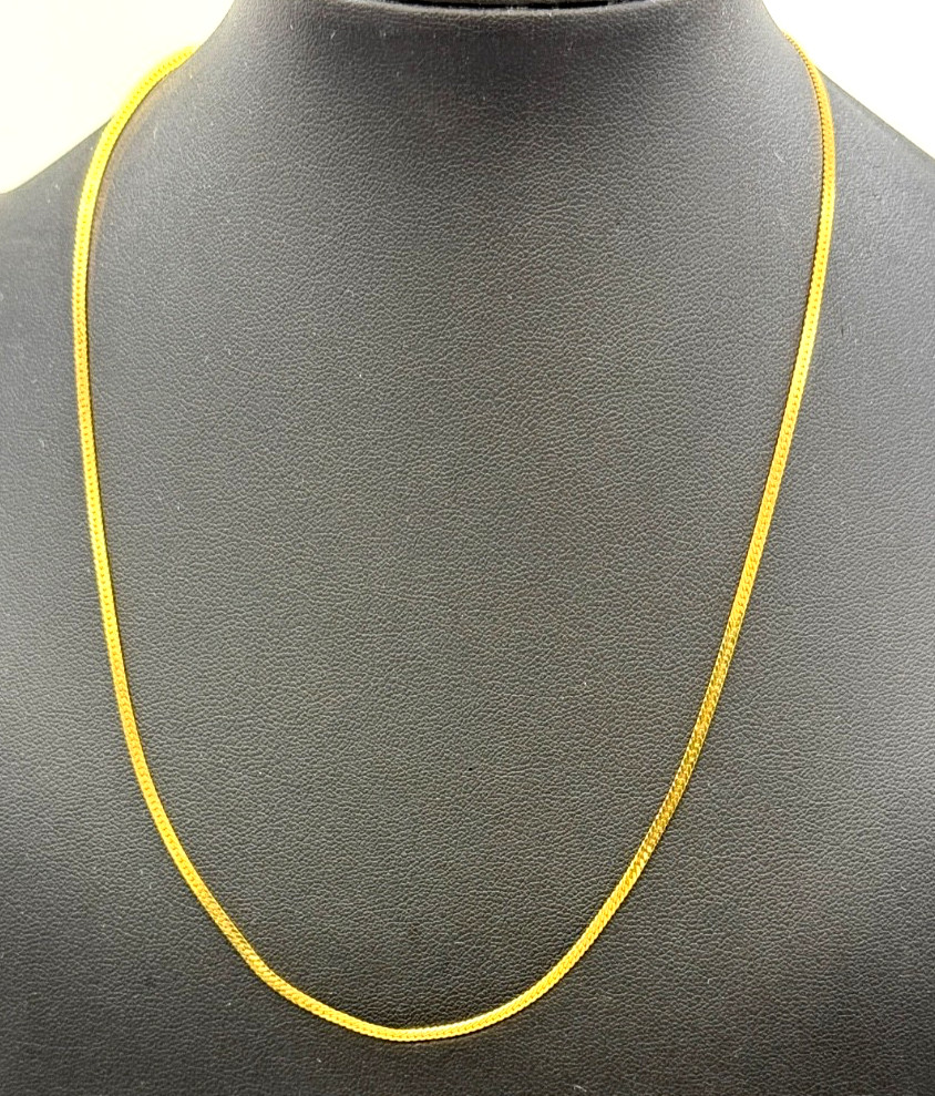 Vintage Monet Necklace Gold Tone Herringbone Chain 18″ with Sister Clasp