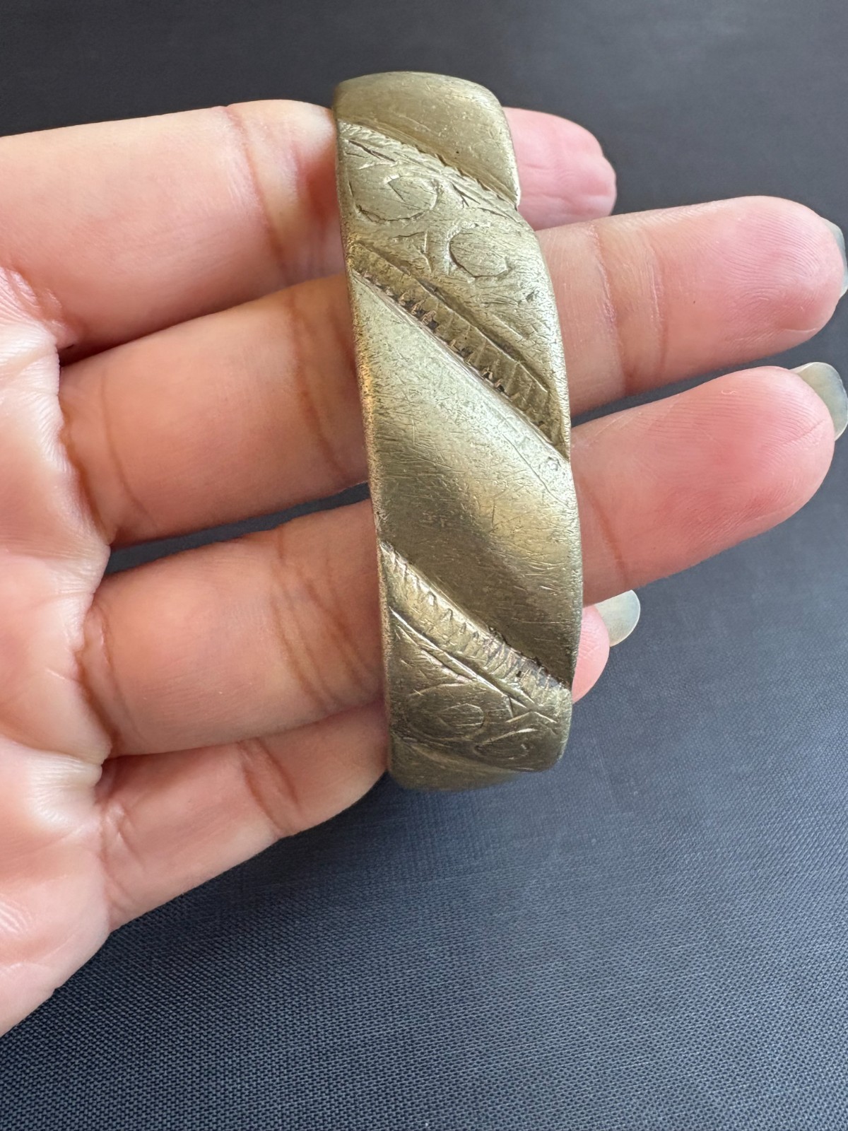 Antique Handmade Bronze Bracelet Old Berber Moroccan Bangle Tribal Ethnic Cuff