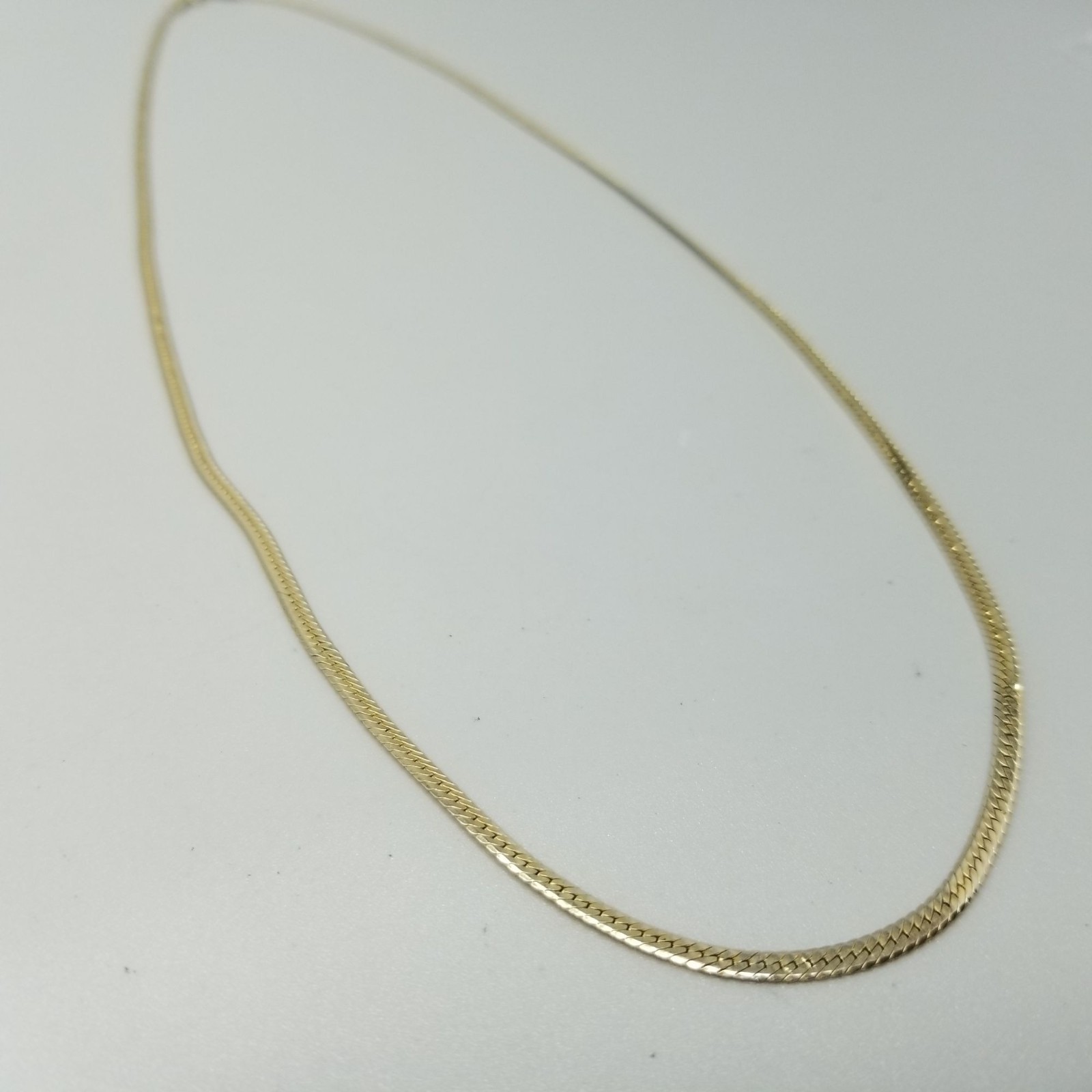 Vintage Yellow Gold Filled Flat Chain Necklace 22 Inches Long Spring Ring Clasp