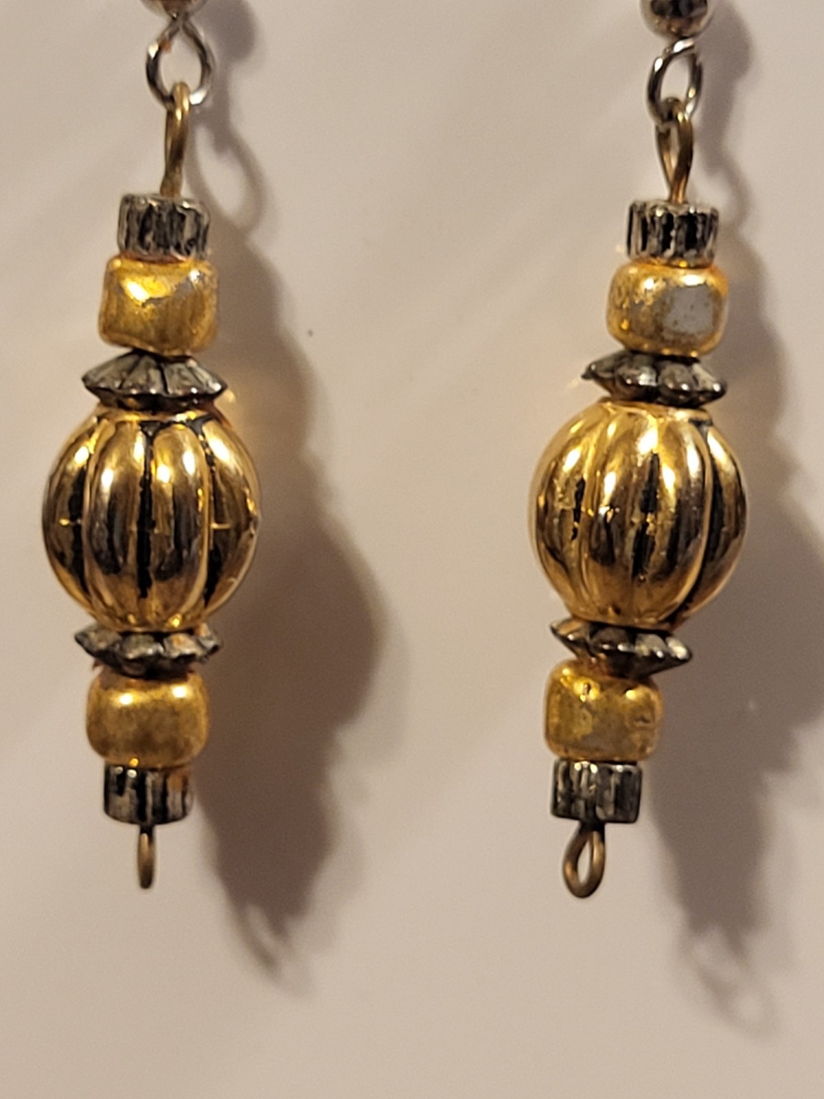Romantic Victorian Gold and Black Hippie Destressed Drop Earrings