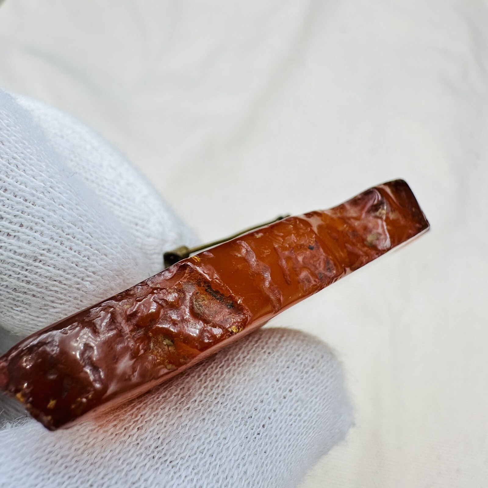 Vintage Genuine Baltic Amber Cognac Brooch USSR 1960s