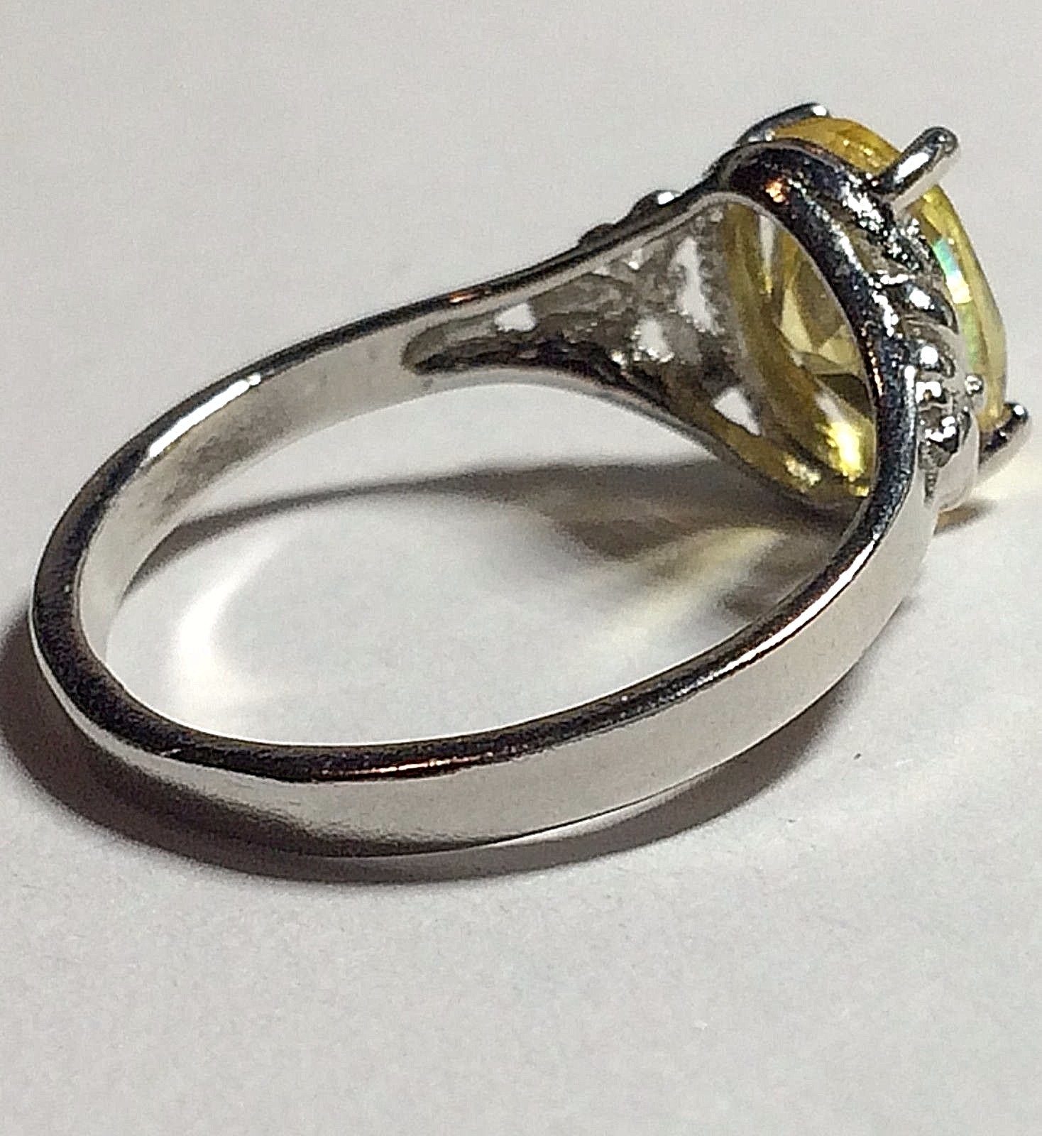 Sterling Silver Citrine Fleur de Lis Ring Size 7 Yellow CubicZirconia Simulated
