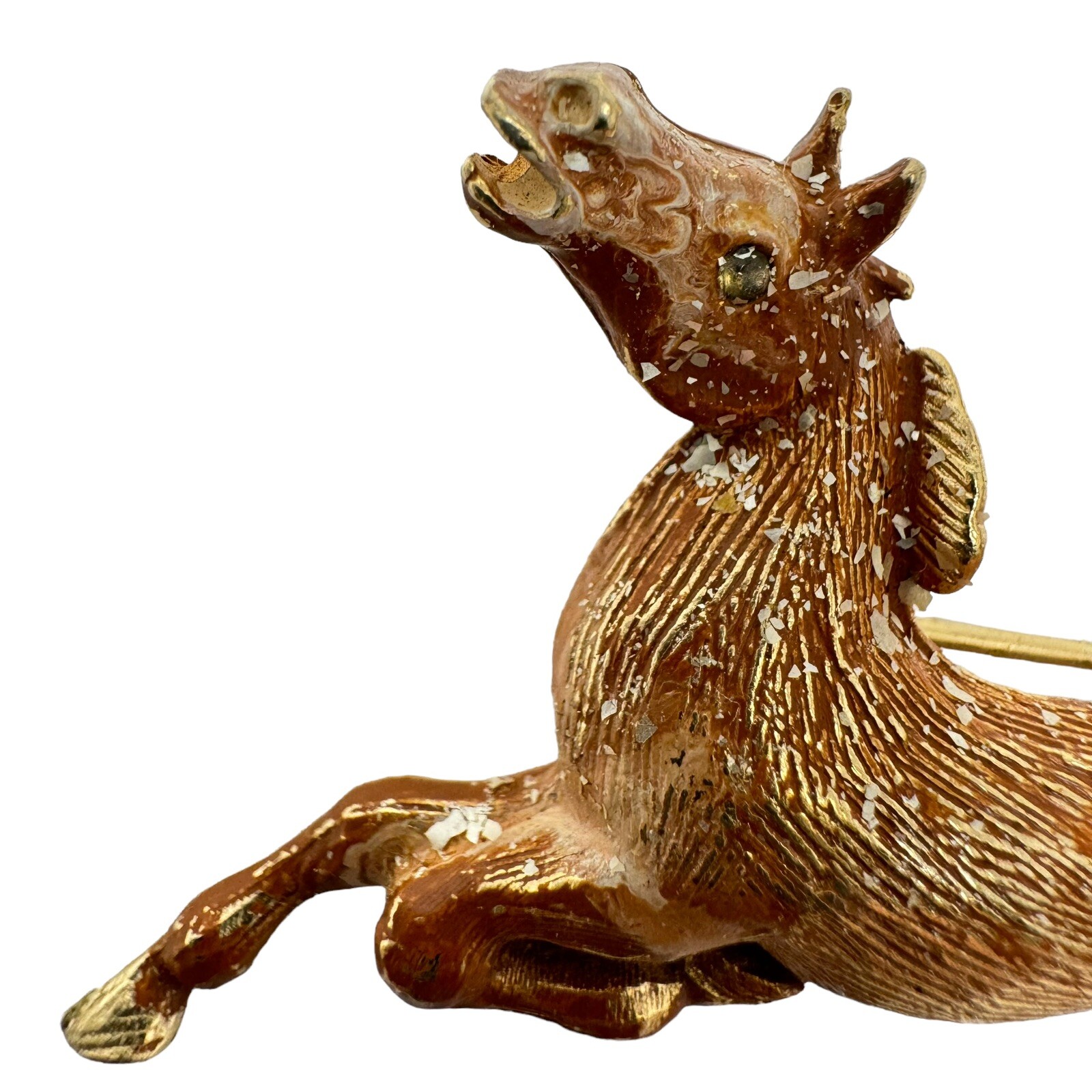 Vintage Pair Enamel Running Horse Brooch Lot