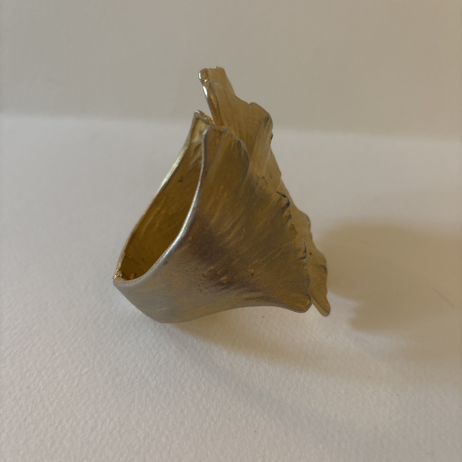 Les Bernard Ginkgo Leaf Vintage Gold Plate/Toned Cuff Bracelet