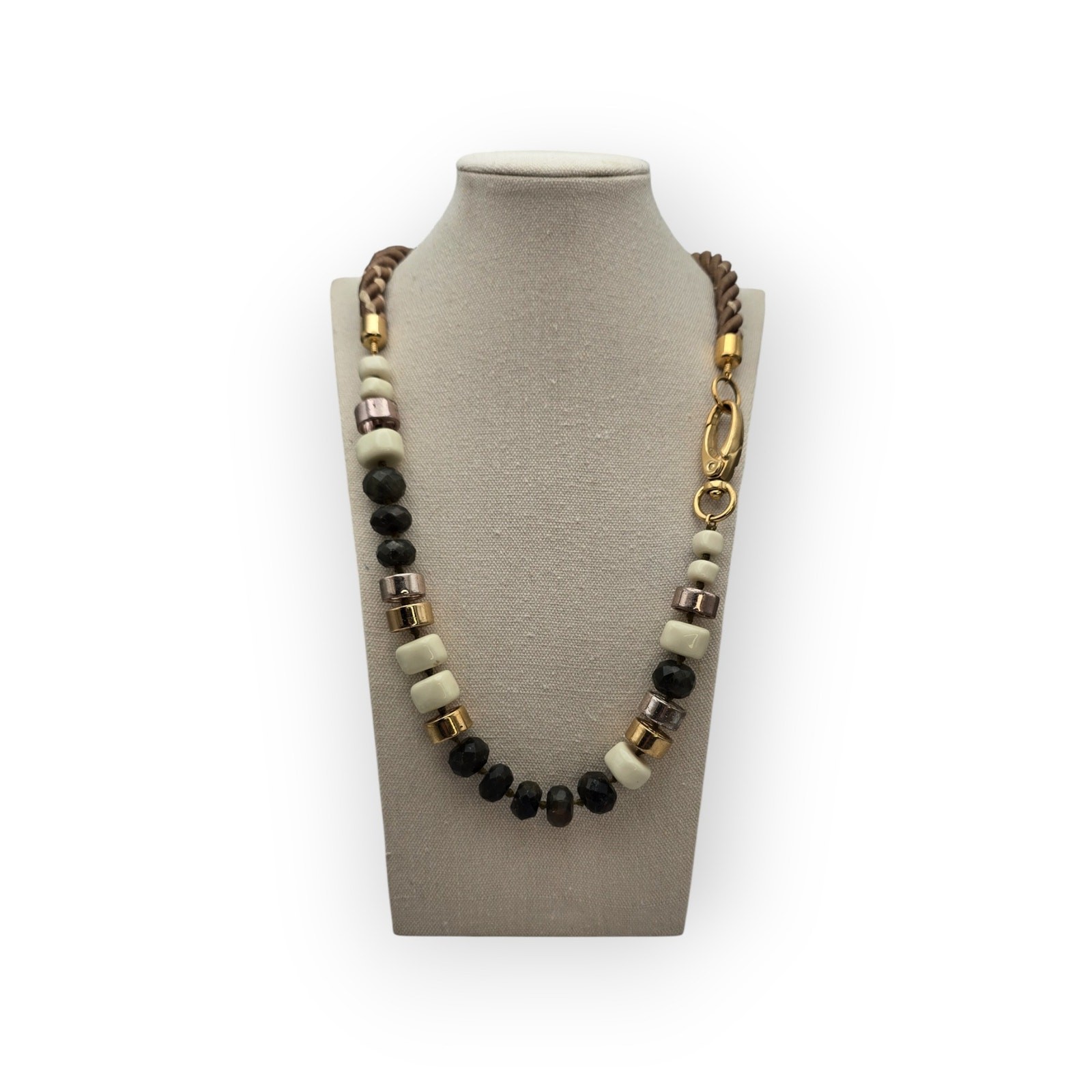 Black, Cream & Metallic Beaded Modern Chic