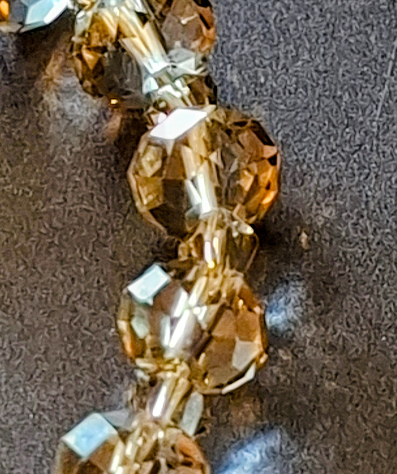Vintage Jewelry Rondelle Faceted Topaz Tone Crystal Beads Elastic Bracelet