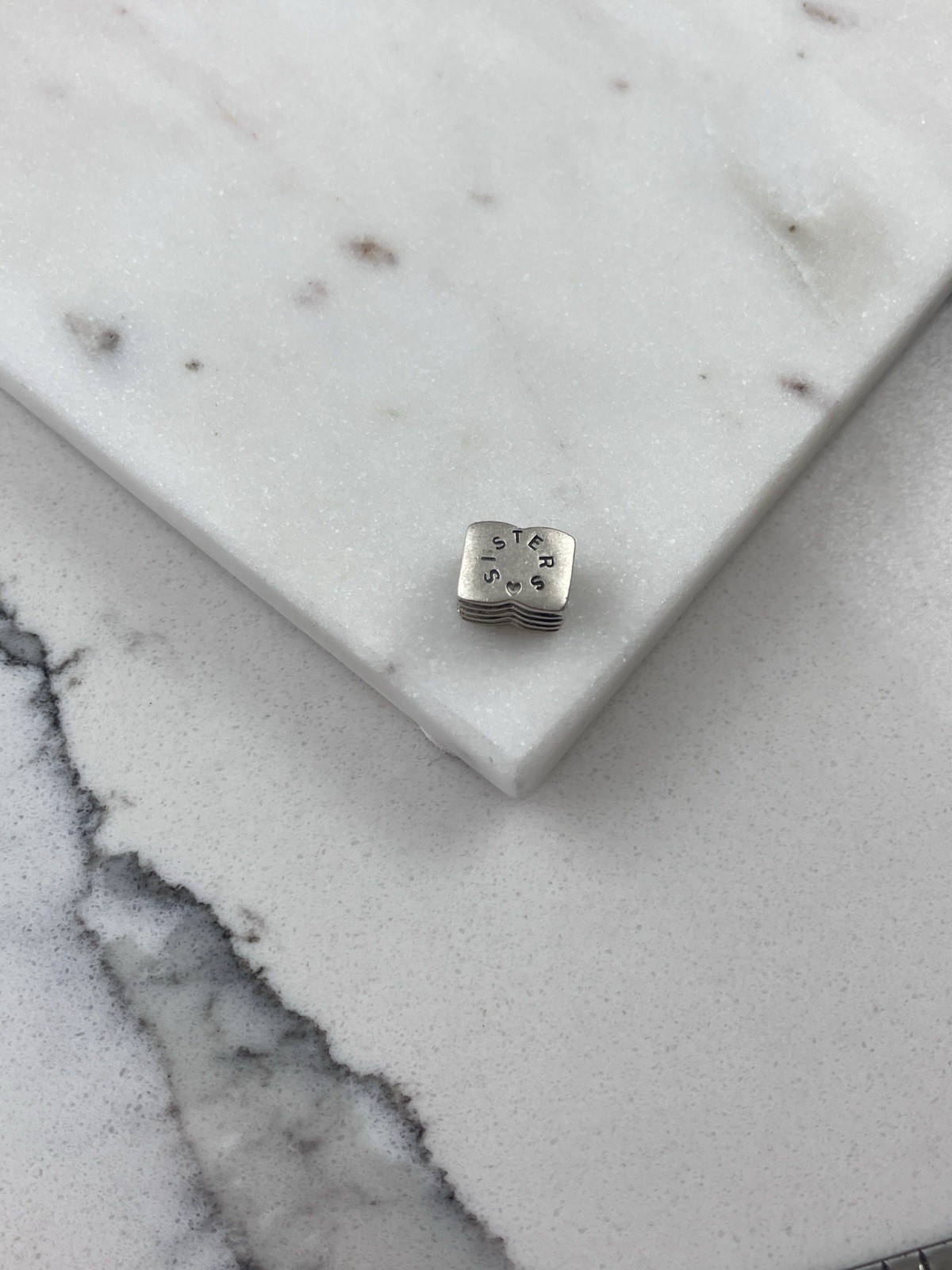 Vintage 925 Sterling Silver Sisters European Slide Bead Charm