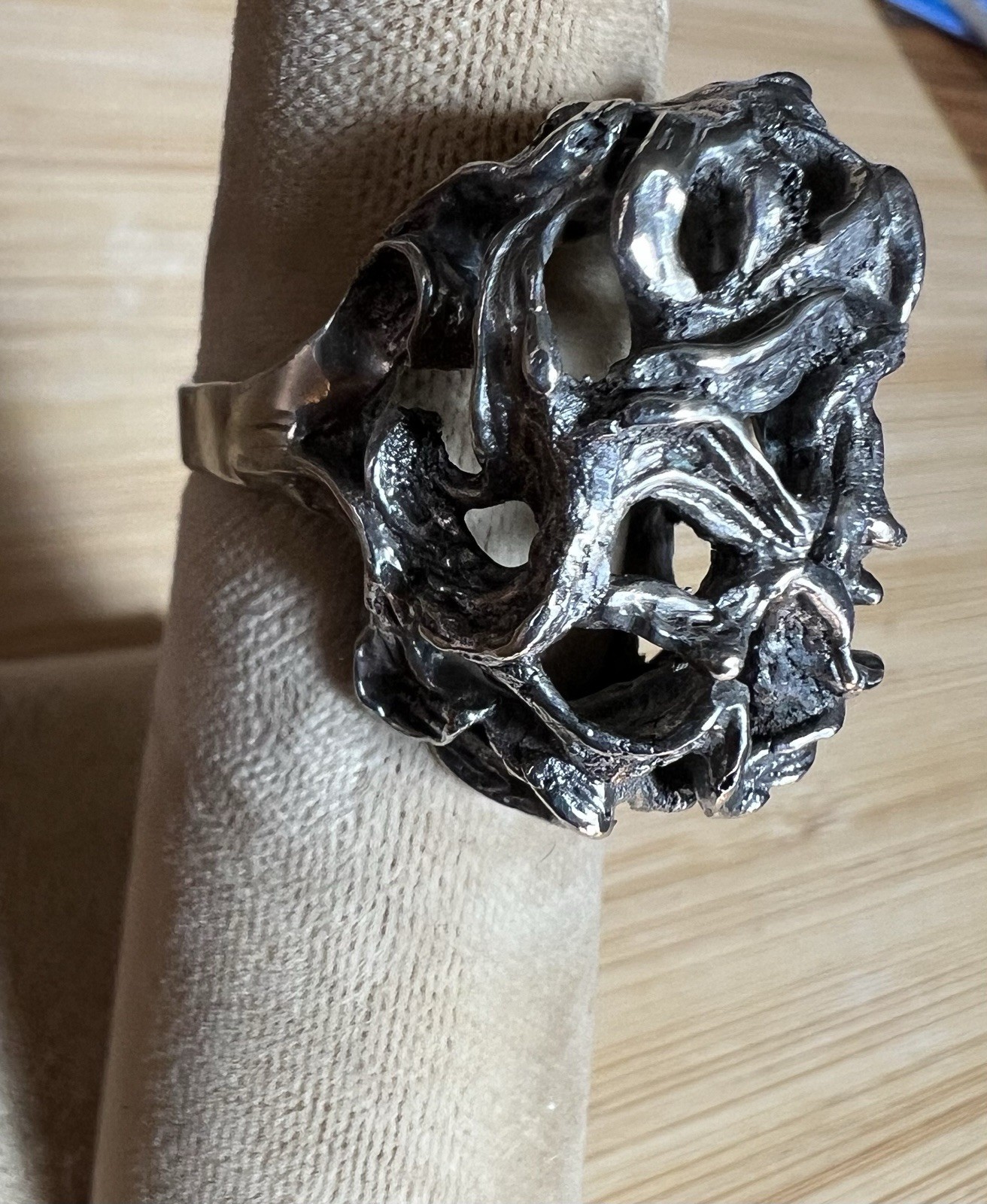 Vintage Brutalist Modernist Sculpted Organic Sterling Silver 925 Ring 6.25