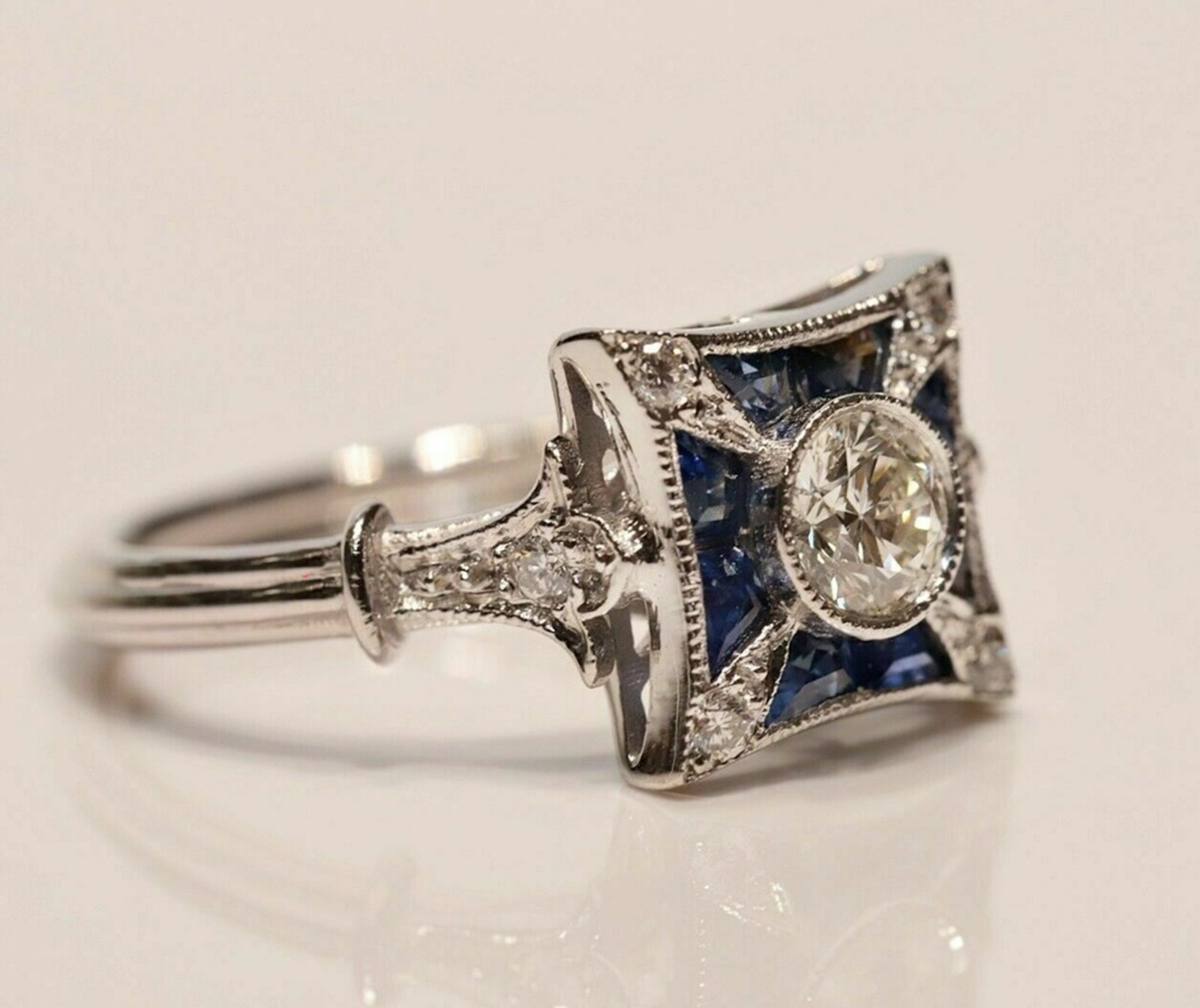 Vintage Art Deco Wedding Antique Ring For Her 1.02 CT Old European Cut CZ Stone