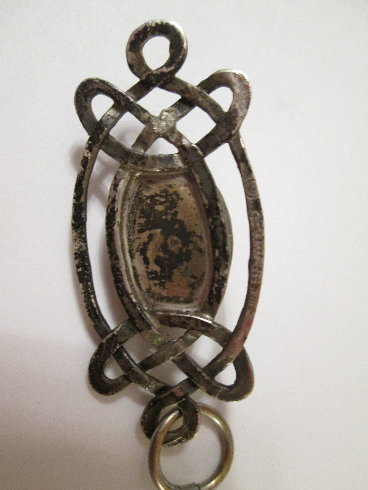 VINTAGE 1-1/2″ GREAT FALLS METAL WORKS STERLING SILVER 925 AGATE SCROLL Pendant