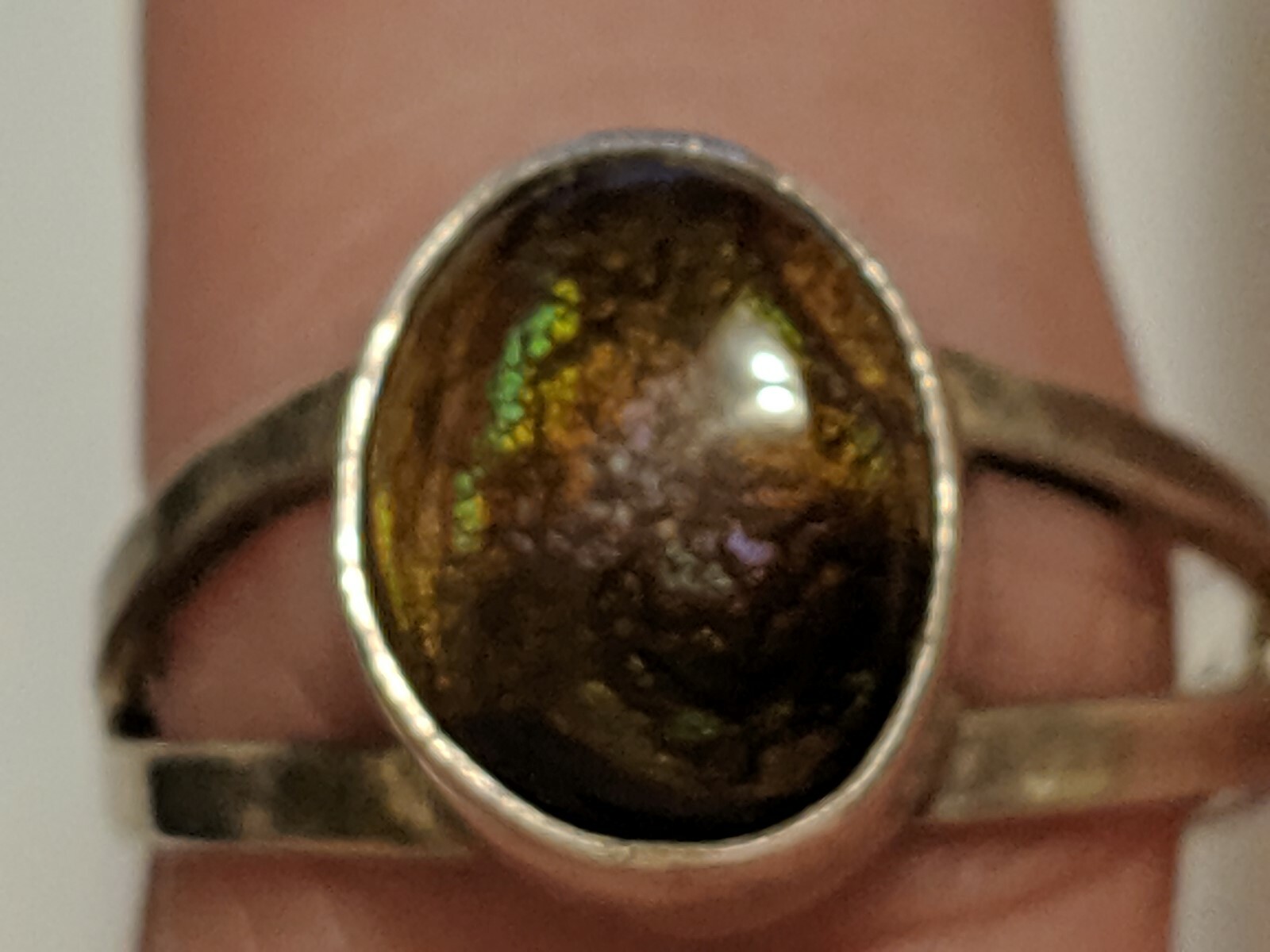 VINTAGE FIRE AGATE RING STERLING SILVER 925 ABOUT SIZE 9 1/4