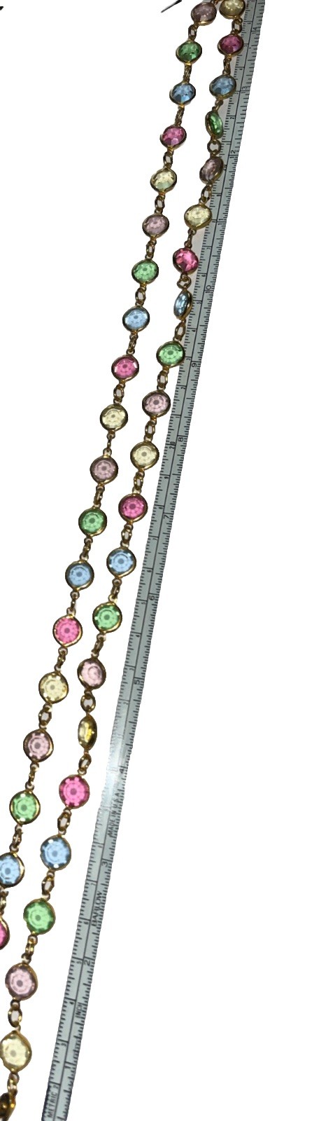 Australian Crystal Necklace Pastel USA Vintage GoldTone Multi Color