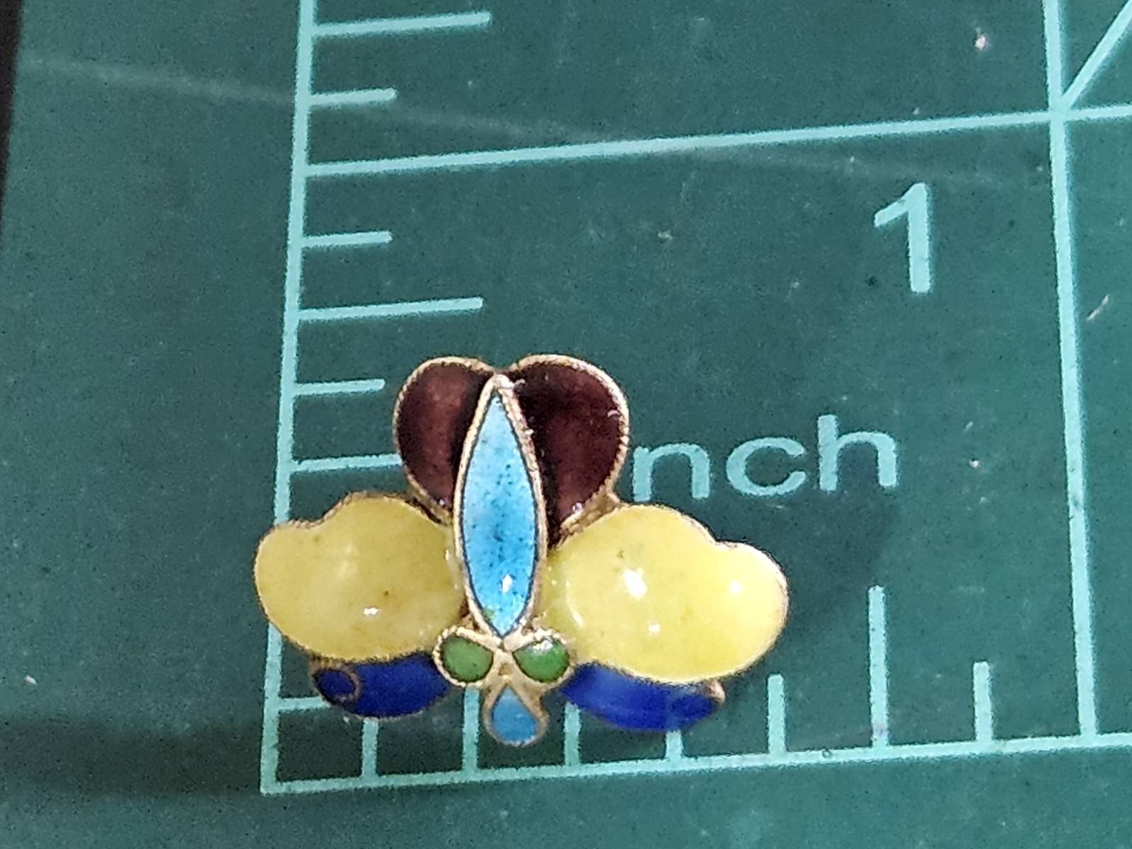 Vintage Thousand Flowers Enamel Cloisonne Sterling Silver Gold Finish Earrings