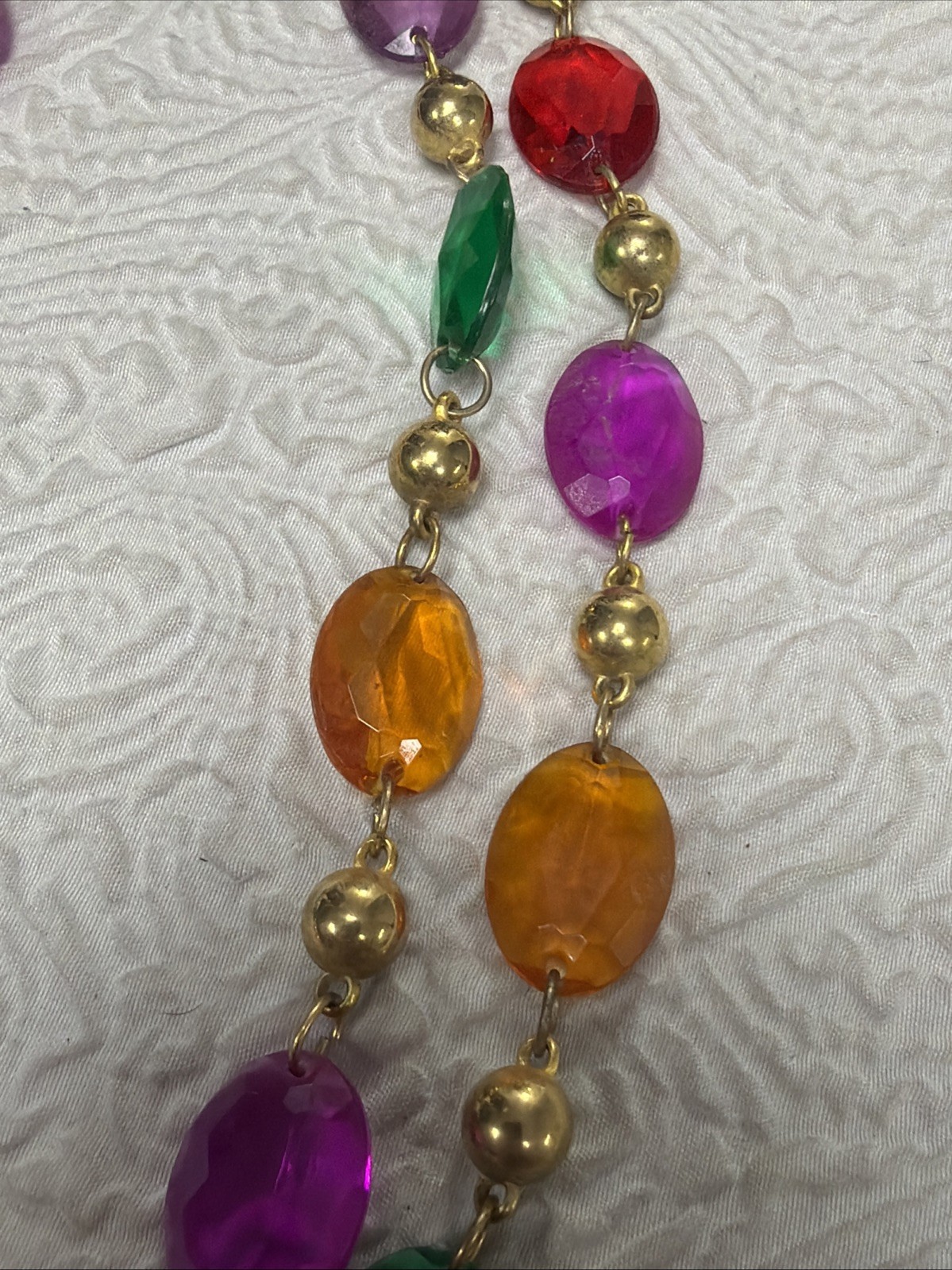 Vintage Multi Color Crystal Open Bezel-Set Station Transparent Acrylic Necklace