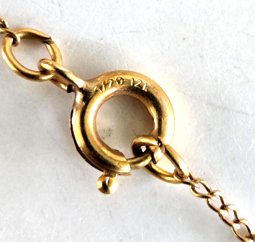 Vintage Faux Pearl Pendant with Gold Filled Chain Necklace 18″ Spring Ring Clasp