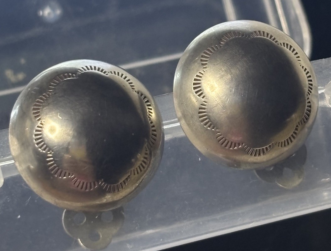 Vintage Embossed Sterling Clip On Earrings- Beautiful And Very Light!