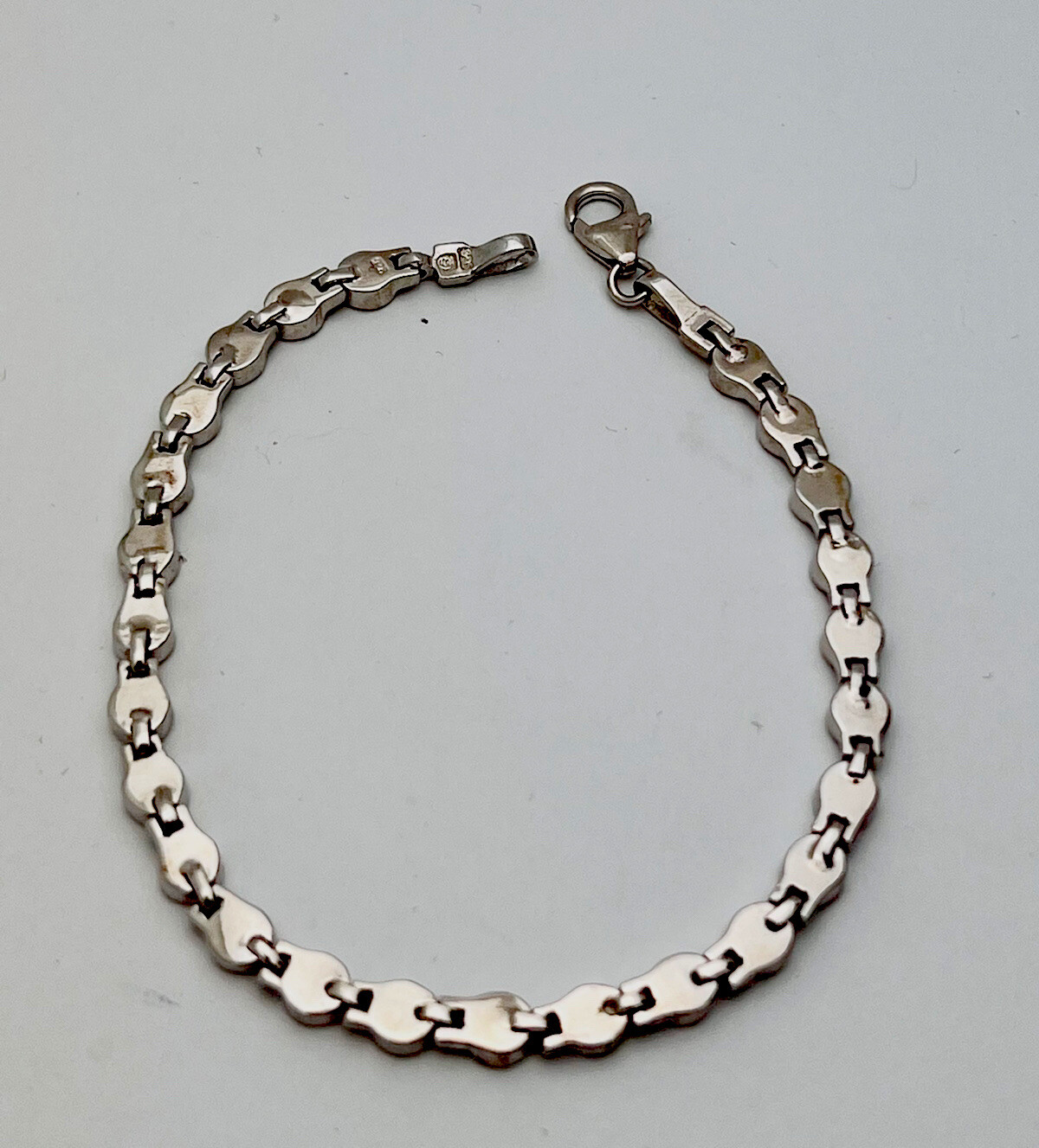 Lab Created Blue Opal 925 Sterling Silver Circle Bracelet 7 3/4”