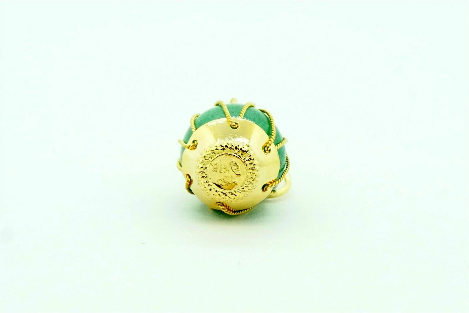 Estate 18k Yellow Gold Vintage Bottle Charm Art Jewelry Fine Jade 8.4g 31.8mm