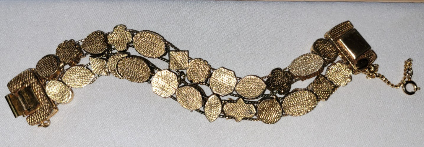 Vintage Goldette Double Row Slide Bracelet Charms