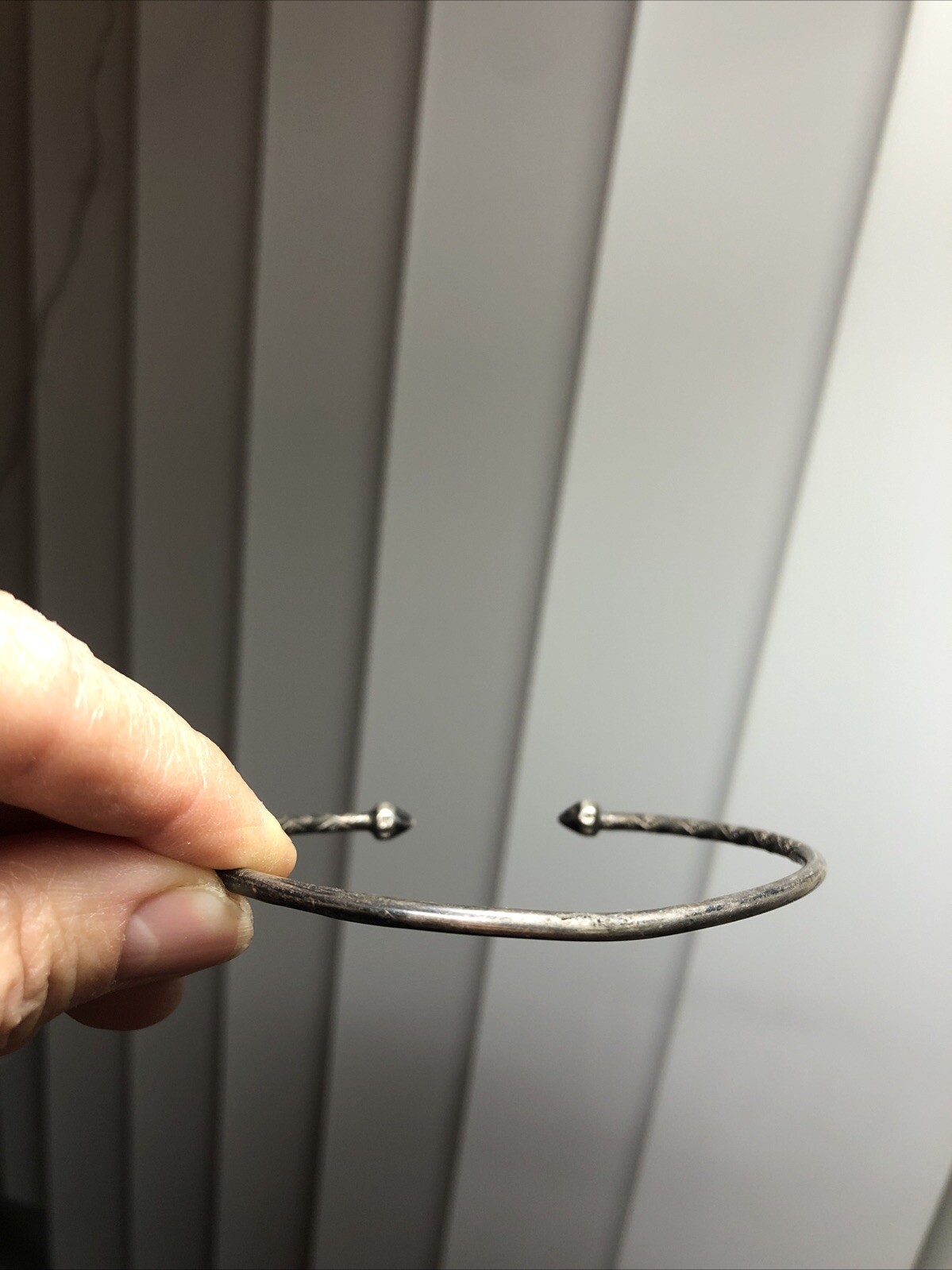 23.AC 925 Sterling JAmaica WI TRINIDAD Cocoa Pods Pointy Bulb Ends Cuff Bracelet