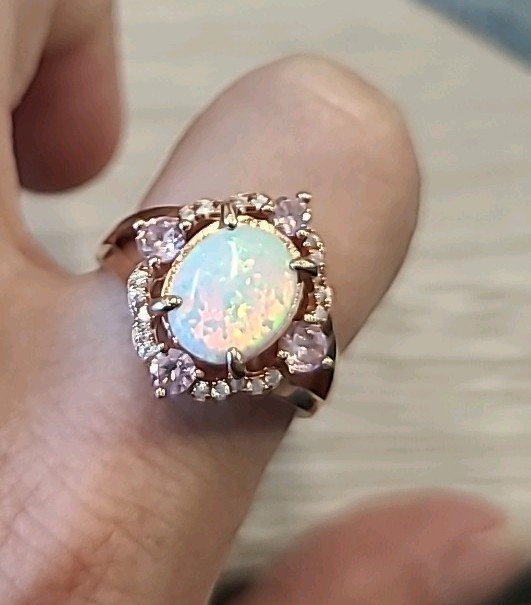Stunning Vintage-Style FZN Rose Gold Opal Ring Size 7.75 -8