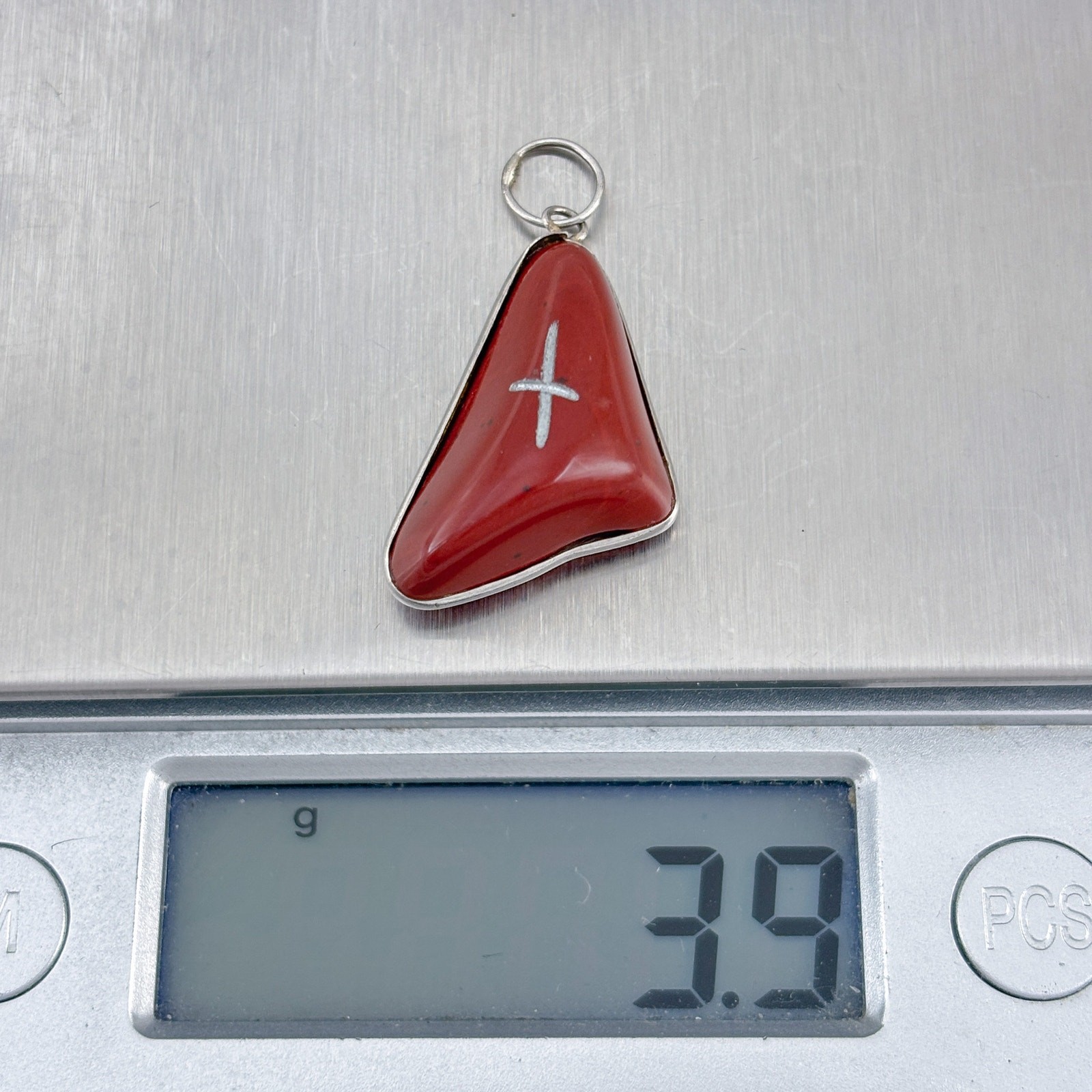 Vintage Sterling Silver 925 Red Coral Pendant