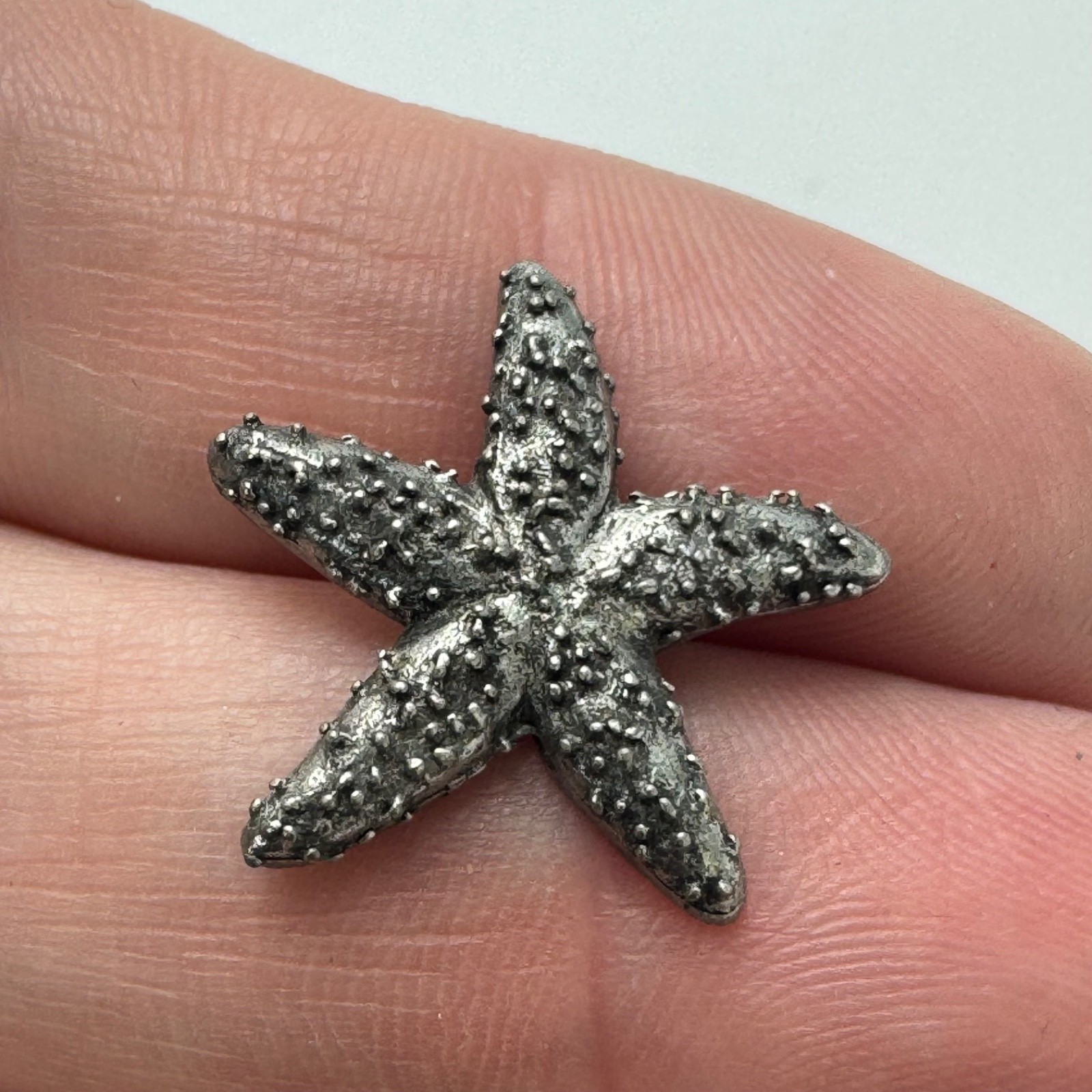 Vintage Clift Pewter Starfish Lapel Pin Sea Life Ocean Beach Textured Silver