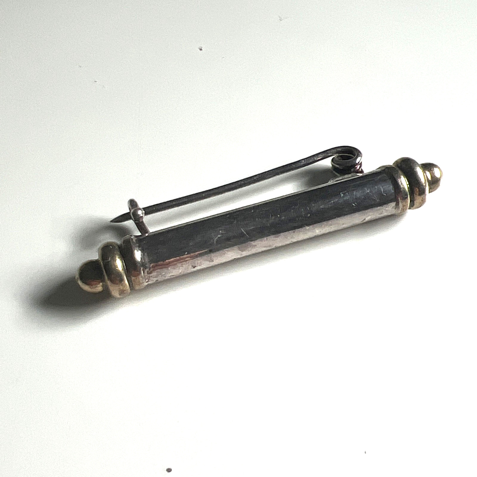 Vintage Sterling Silver Bar Brooch Pin Gold Tone Mixed Metal Italy 2″ Scroll 925