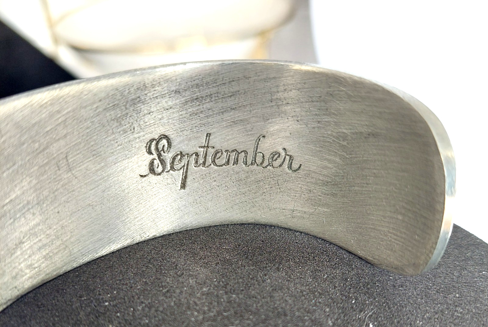 5 Vintage Pewter Birth Month by Flower Cuff Bracelets, Salisbury Pewter