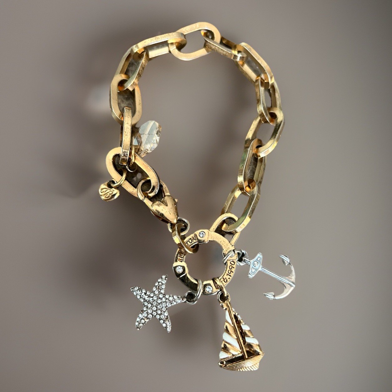 Vintage Brighton Windstar Nautical Charm Bracelet 1990 Size 7” LB-2