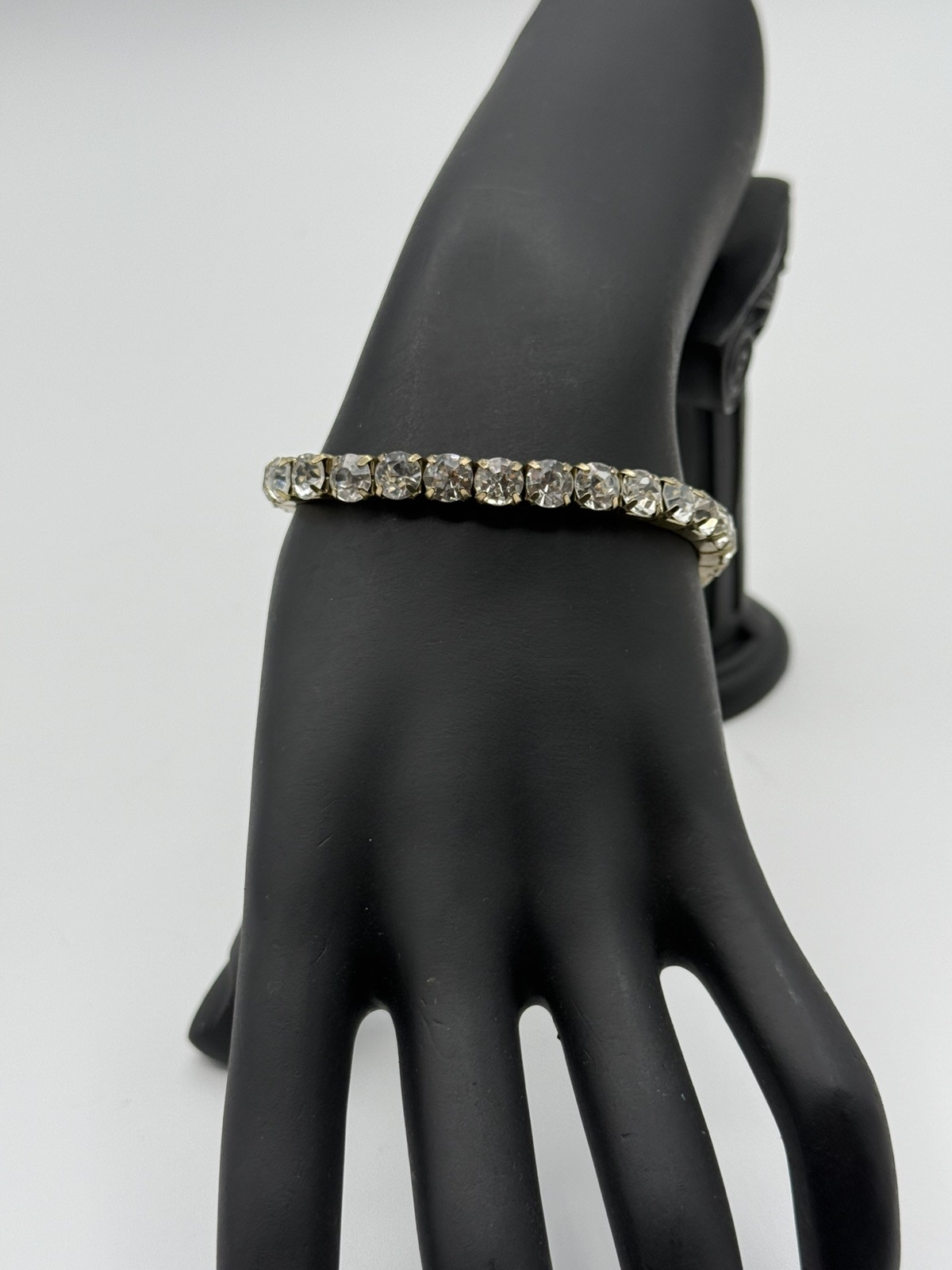 Vintage Rhinestone Expander Expanding Stretch No Rubber Bracelet #597