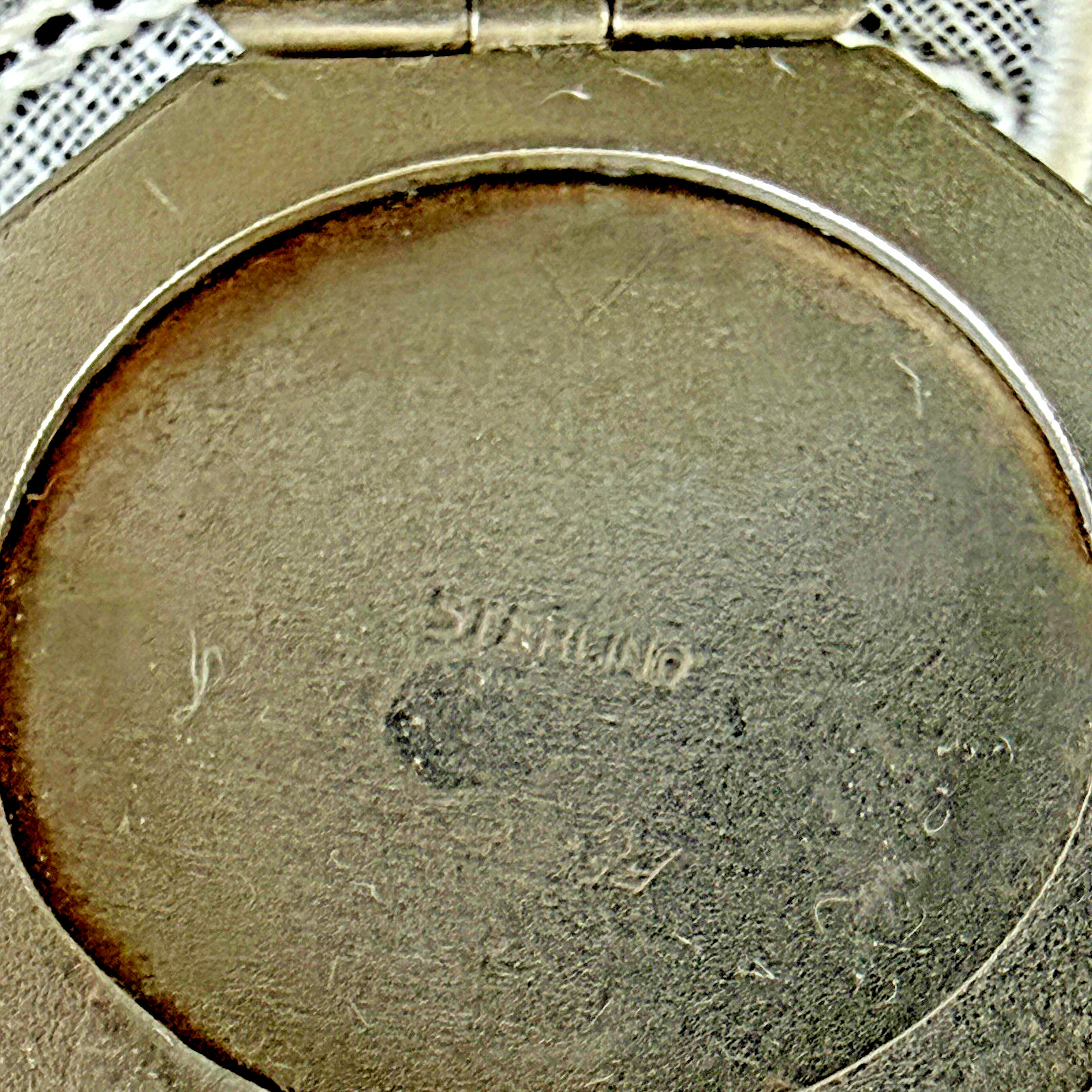Vintage Art Deco Sterling Guilloche Enamel Religious Sacred Heart Locket Pendant