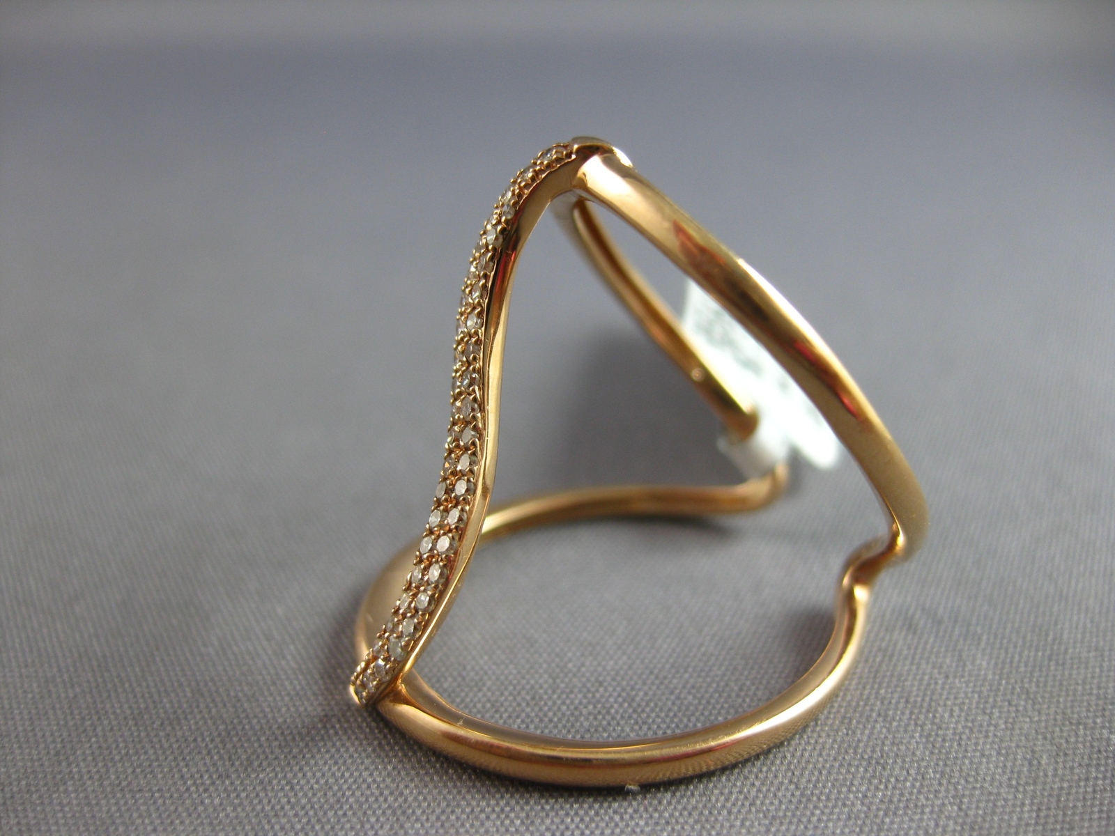 ESTATE LARGE .16CT DIAMOND 14KT ROSE GOLD 3D CLASSIC WAVE TENSION FUN RING