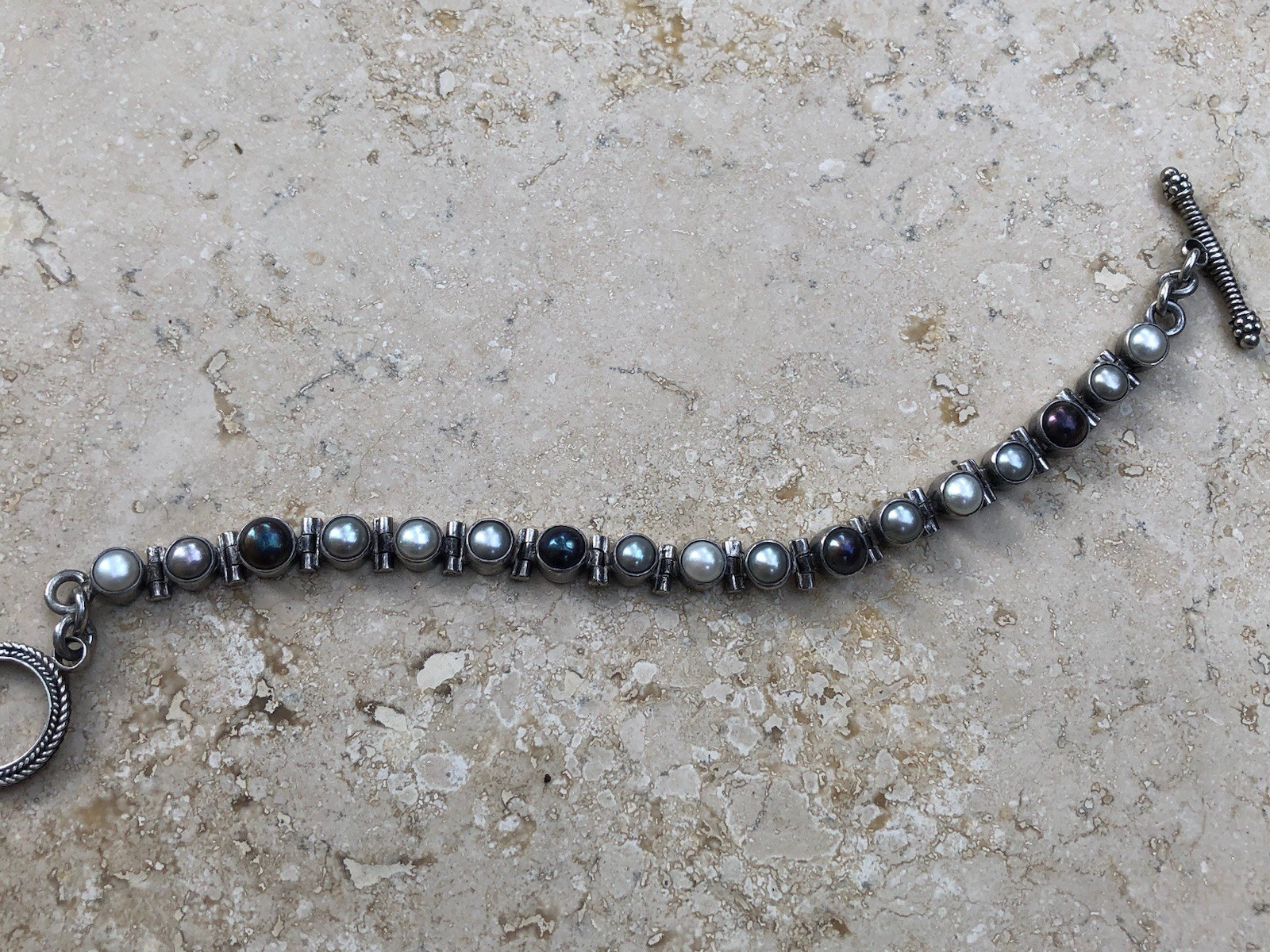 🤍✨Genuine VINTAGE STERLING SILVER Multicolor PEARL BRACELET ESTATE Jewelry✨🤍