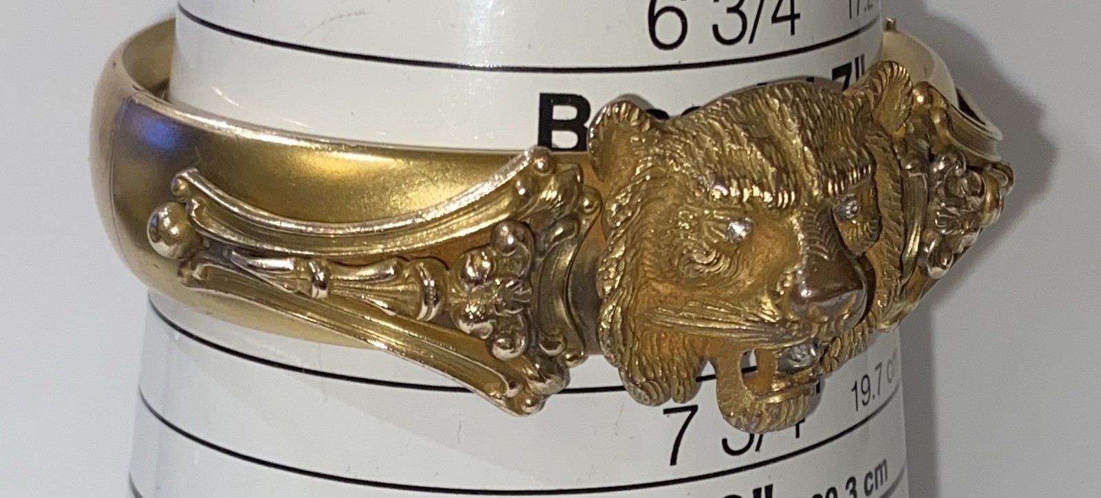 PROVIDENCE STOCK CO. CA. 1908 LION’S HEAD VICTORIAN GOLD FILLED BRACELET-7”WRIST