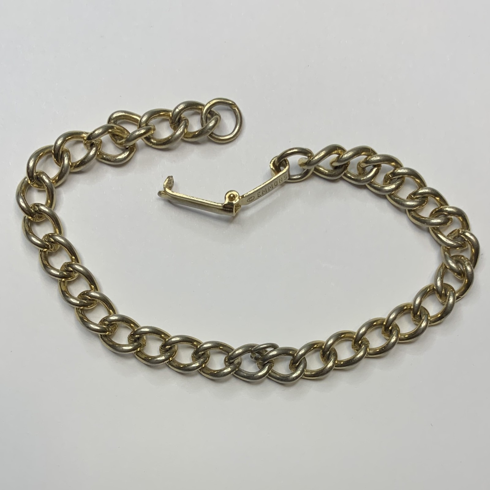 Vintage Gold Tone Emmons Curb Link Starter Charm Bracelet 7.25″