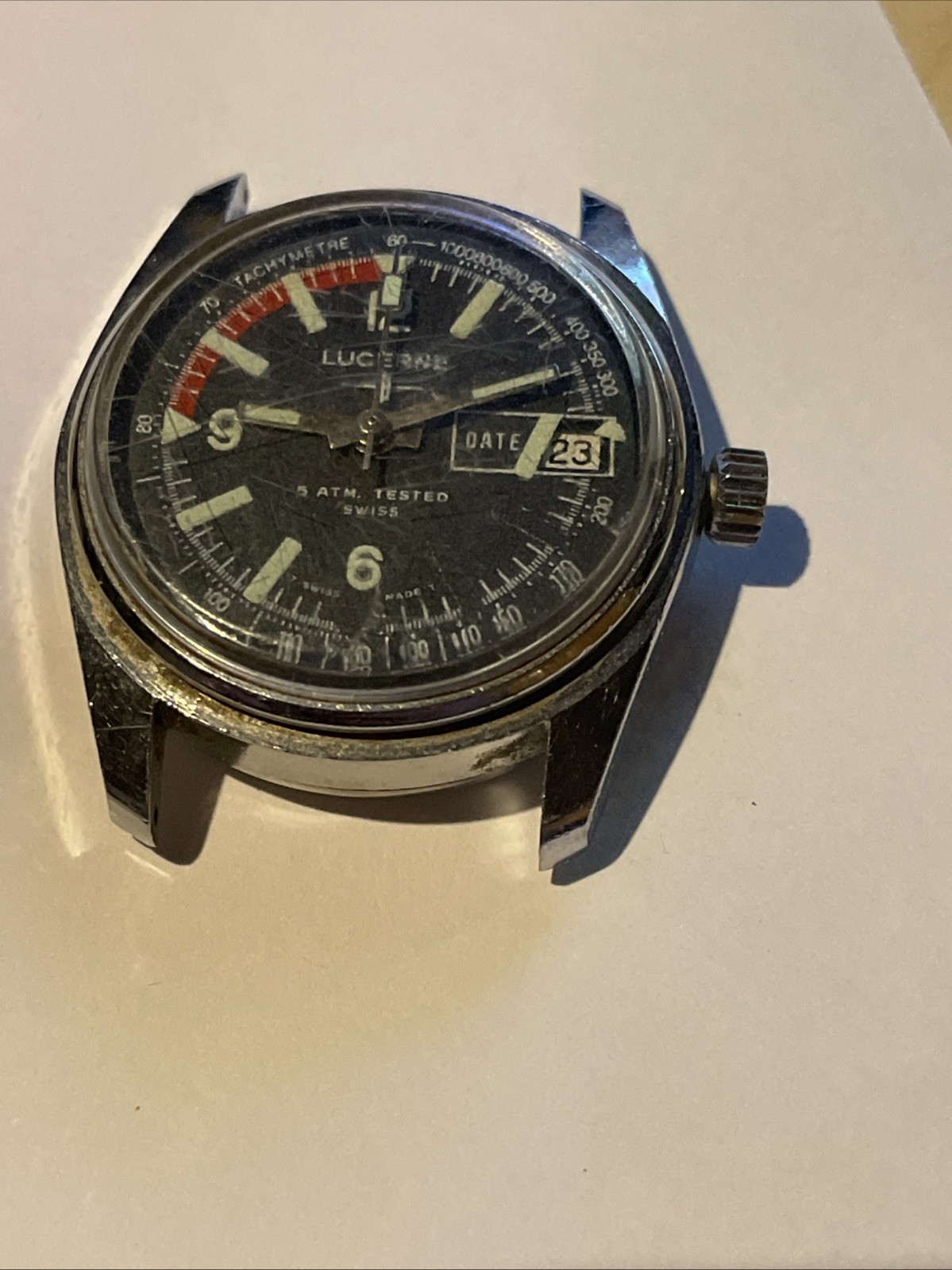 Diver Lucerne 5 ATM Steel Vintage Old Stock Manual Winding 33mm Read Description