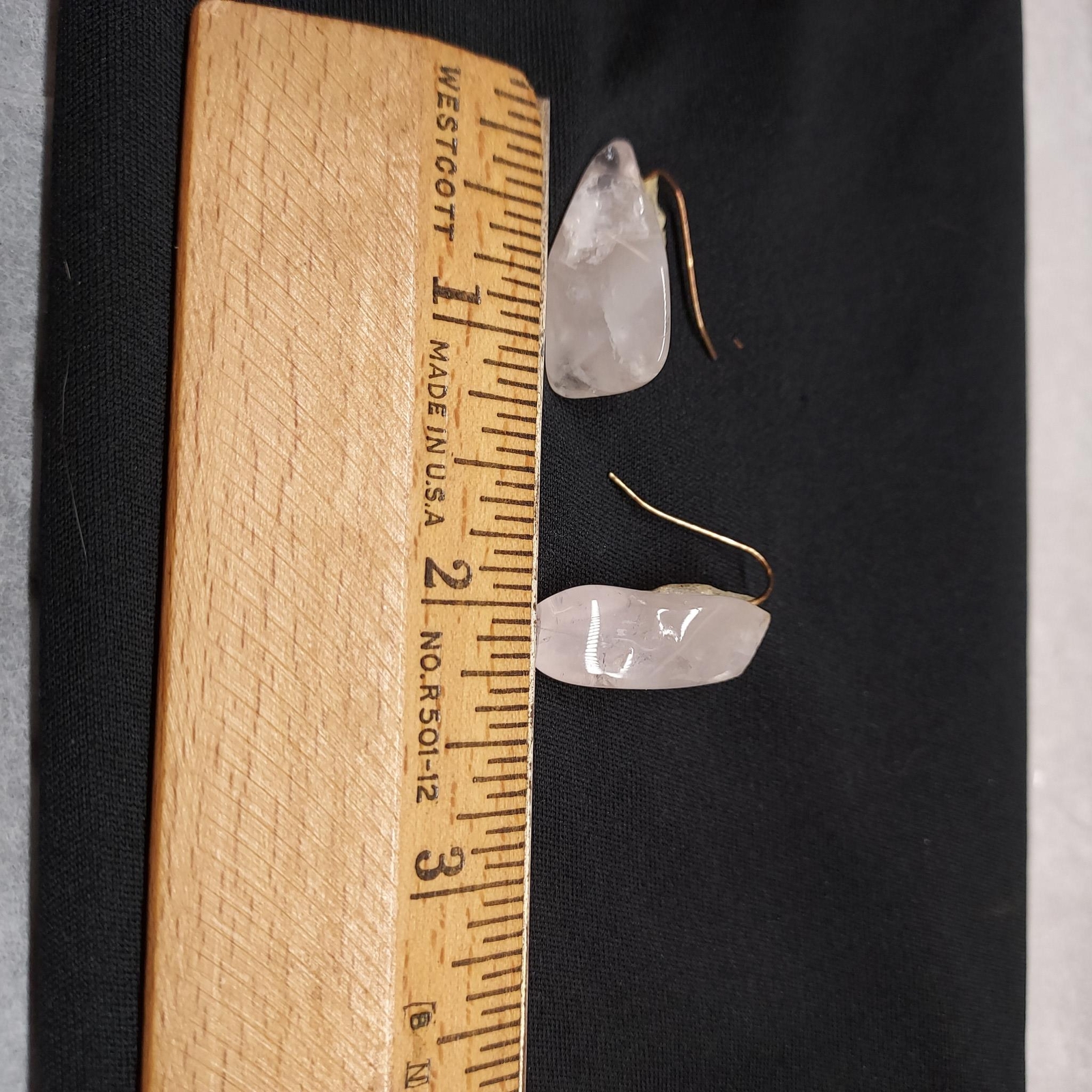 Vintage Rose Quartz Natural Stone Goldtone Pierced Earrings – STUNNING!