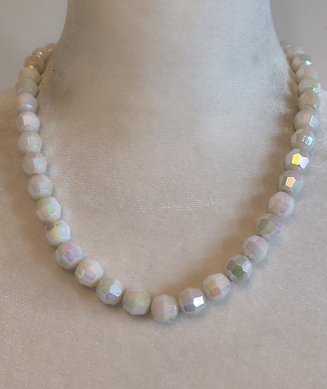 Vintage Monet White Glass Acrylic & Gold Tone Wire Strung Bead Necklace Lot