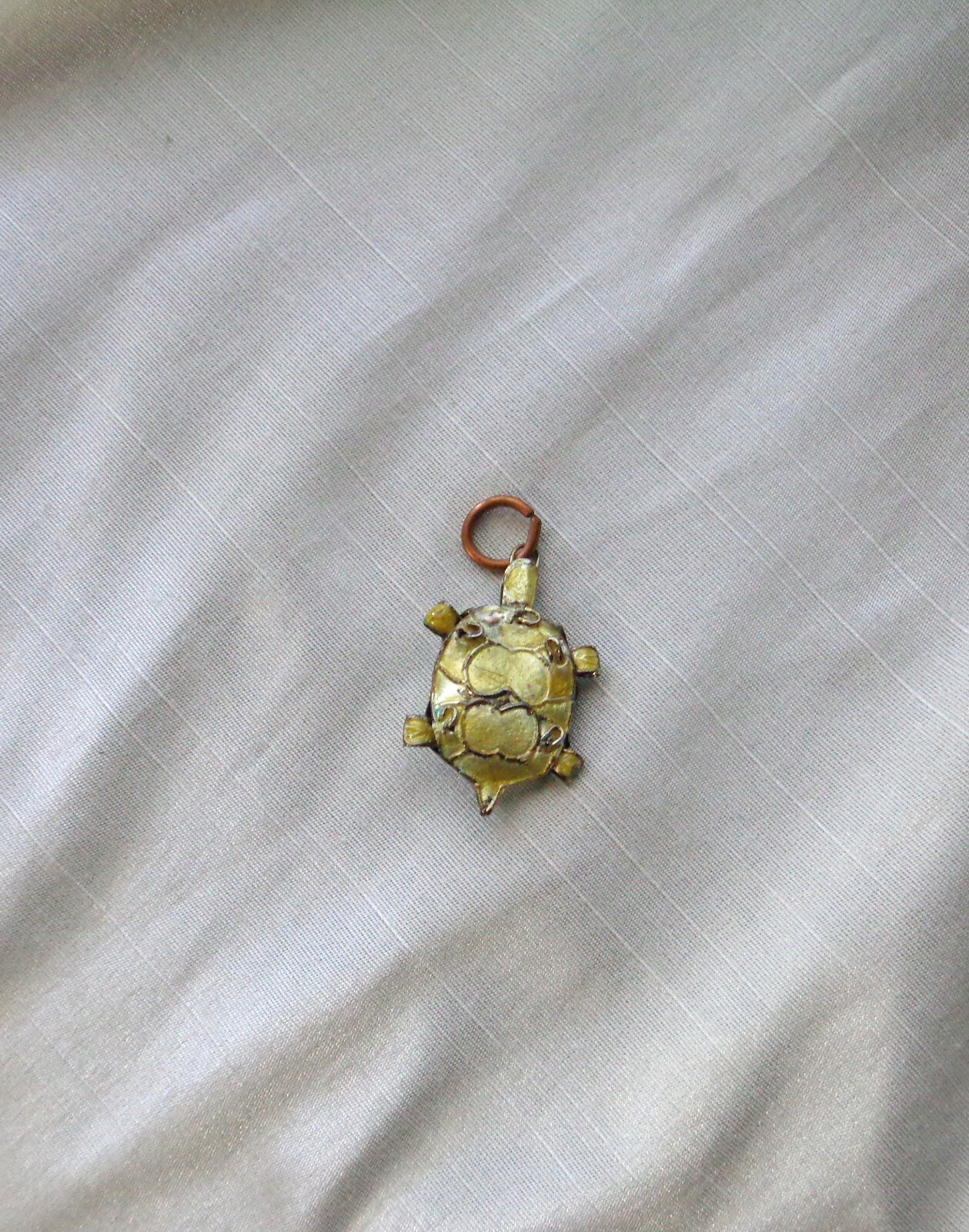 vintage enameled articulated turtle charm, approximately 1 1/2 “
