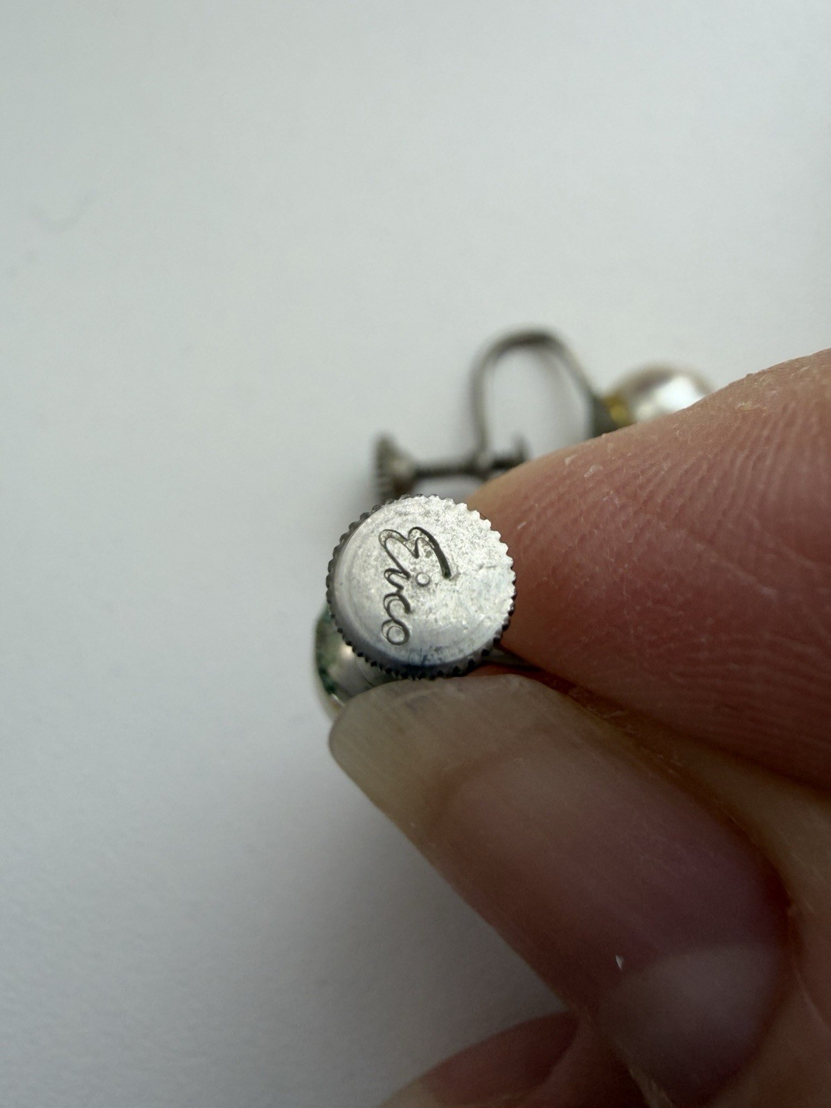 VTG EVCO Pearl Screw Back Earrings Silver Tone MCM Old Money Wedding 50s Retro